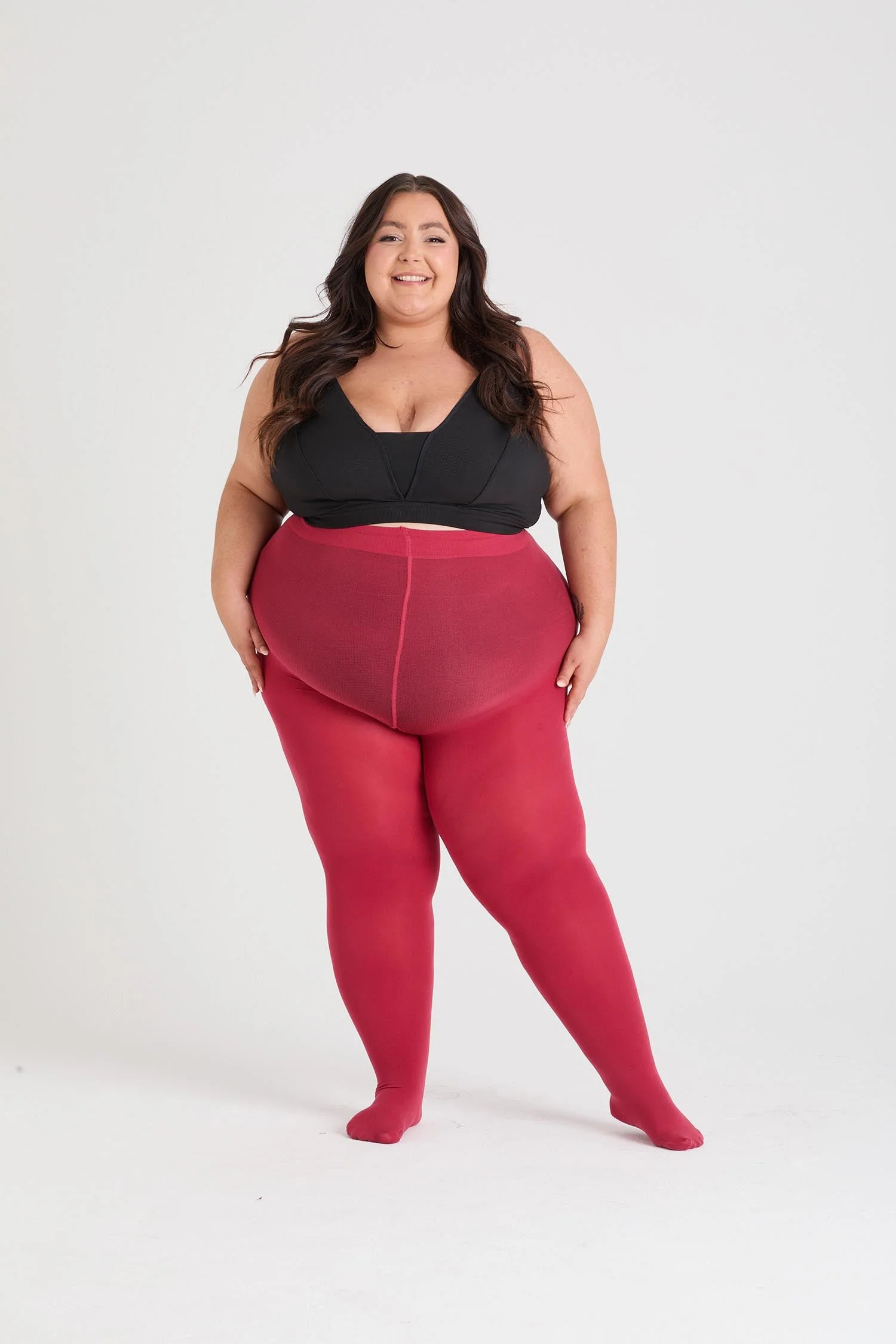 80 Denier Castor Oil Tights - Blood Red - Image 8