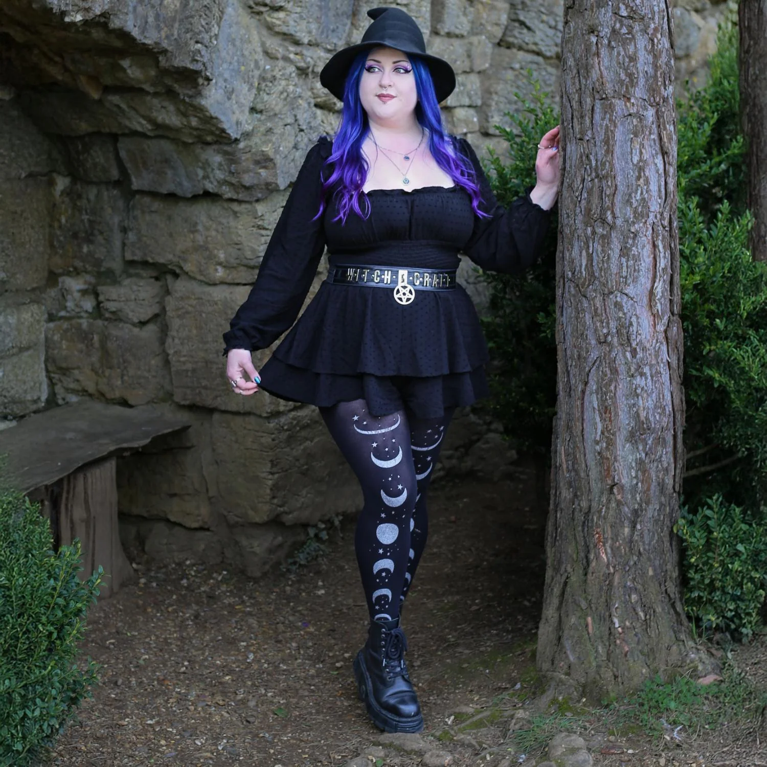 80 Denier Opaque Tights - Moon Phases - Image 3