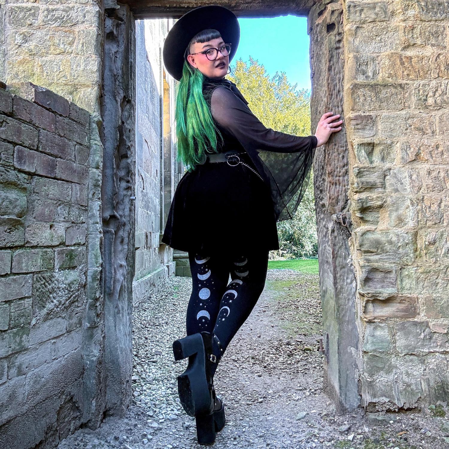 80 Denier Opaque Tights - Moon Phases - Image 4