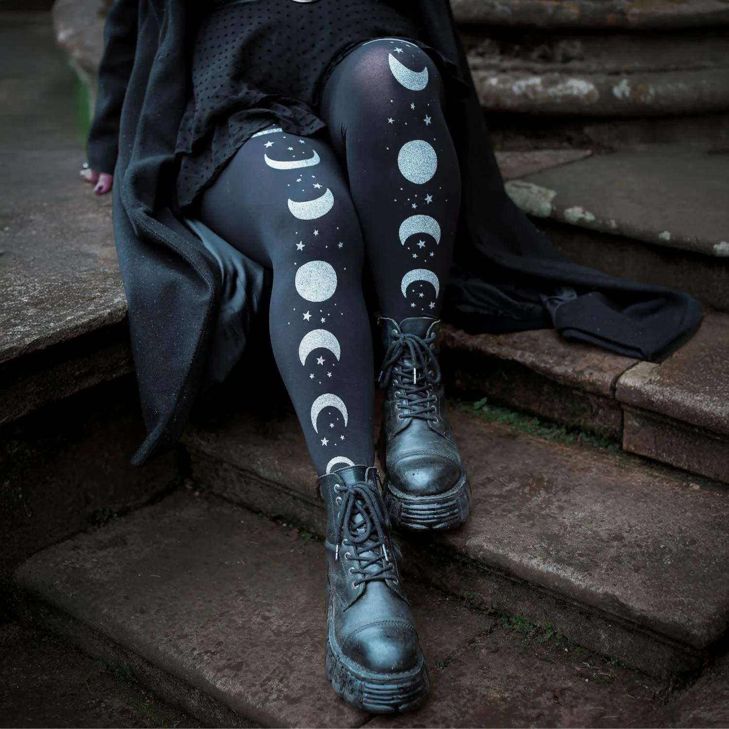 80 Denier Opaque Tights - Moon Phases - Image 6
