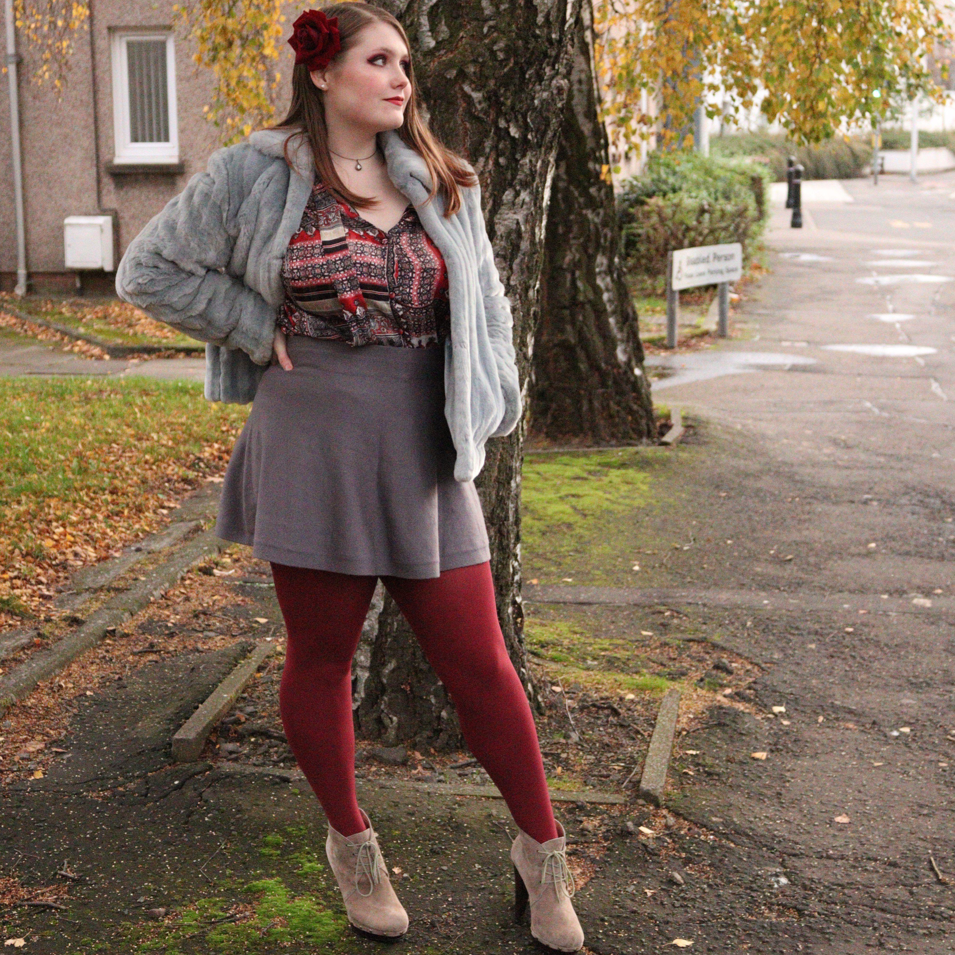 80 Denier Tights - Burgundy - Image 4
