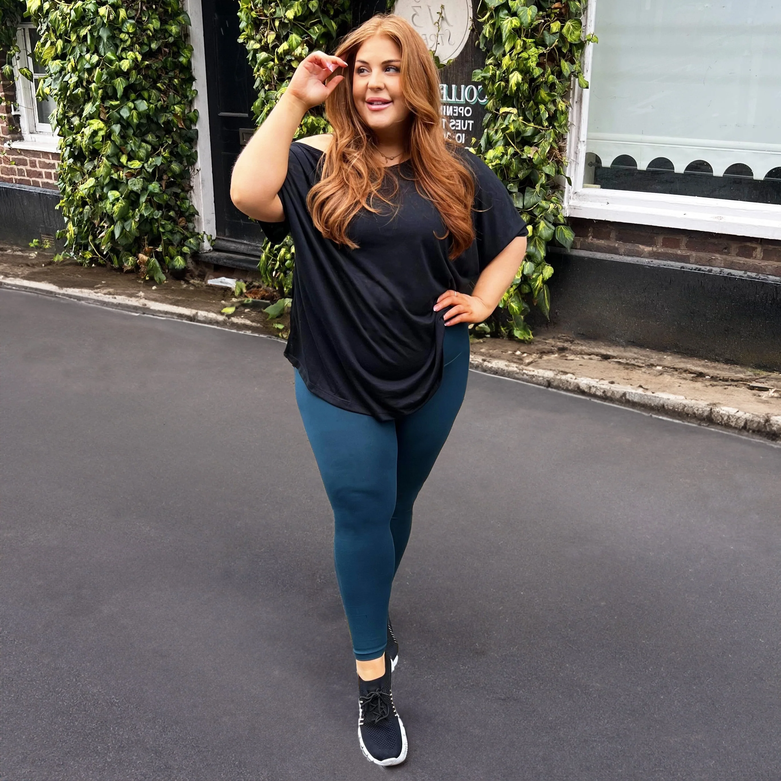 Debbie Off Shoulder Tee - Black - Image 2