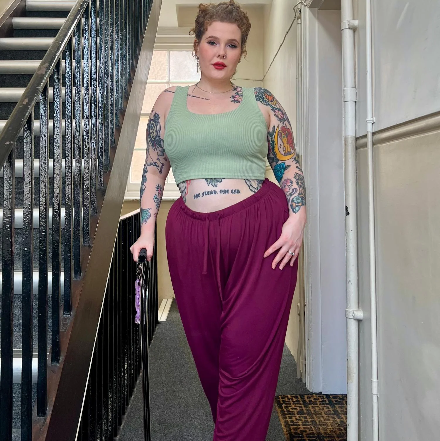 Bamboo Lounge Joggers - Cherry - Image 2