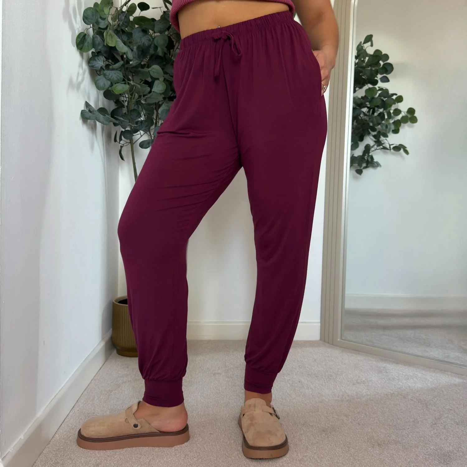 Bamboo Lounge Joggers - Cherry - Image 4