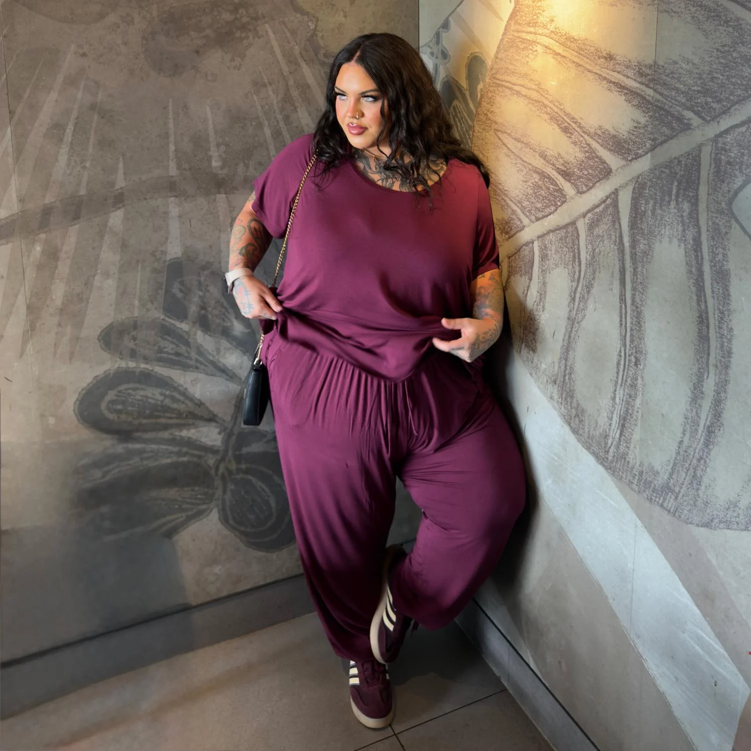 Bamboo Lounge Joggers - Cherry - Image 5