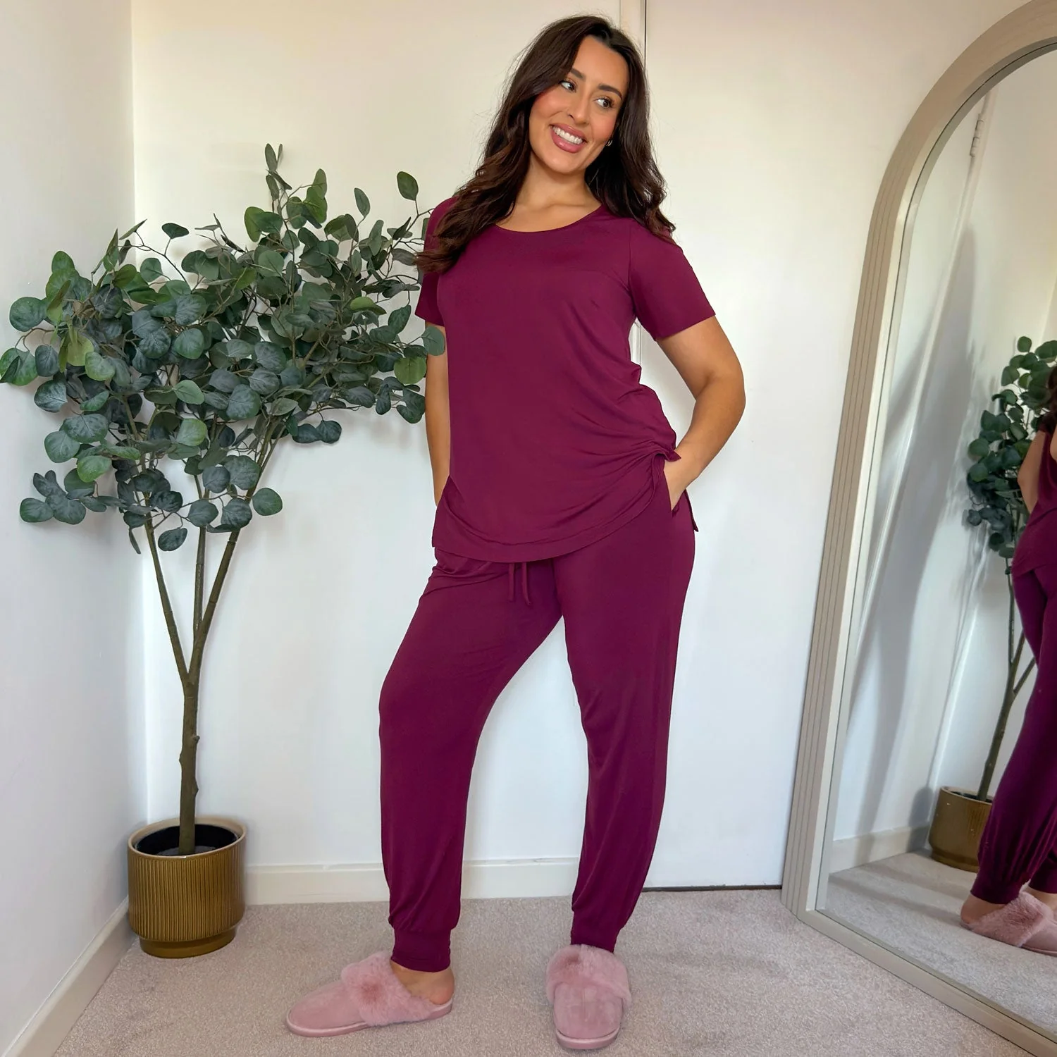 Bamboo Lounge Joggers - Cherry - Image 6