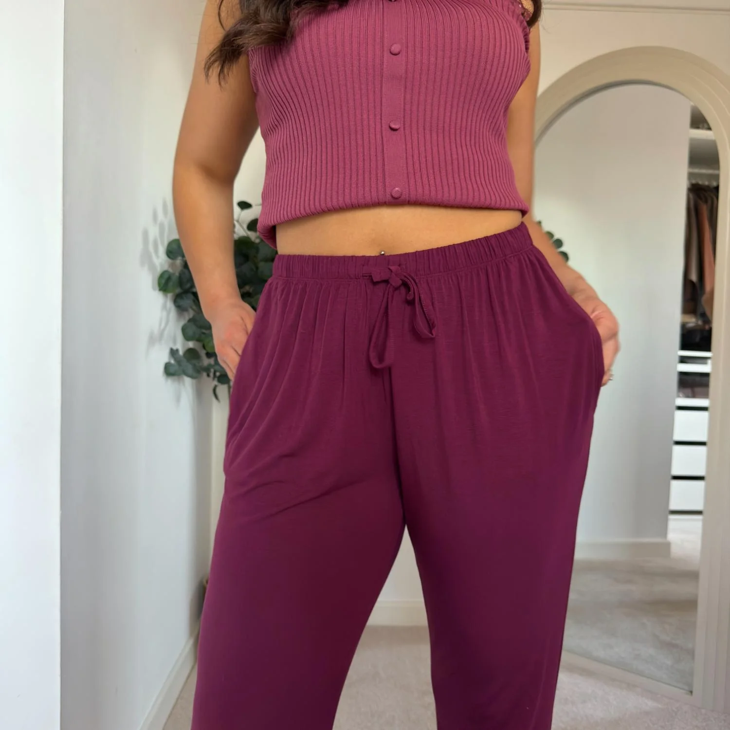 Bamboo Lounge Joggers - Cherry - Image 8