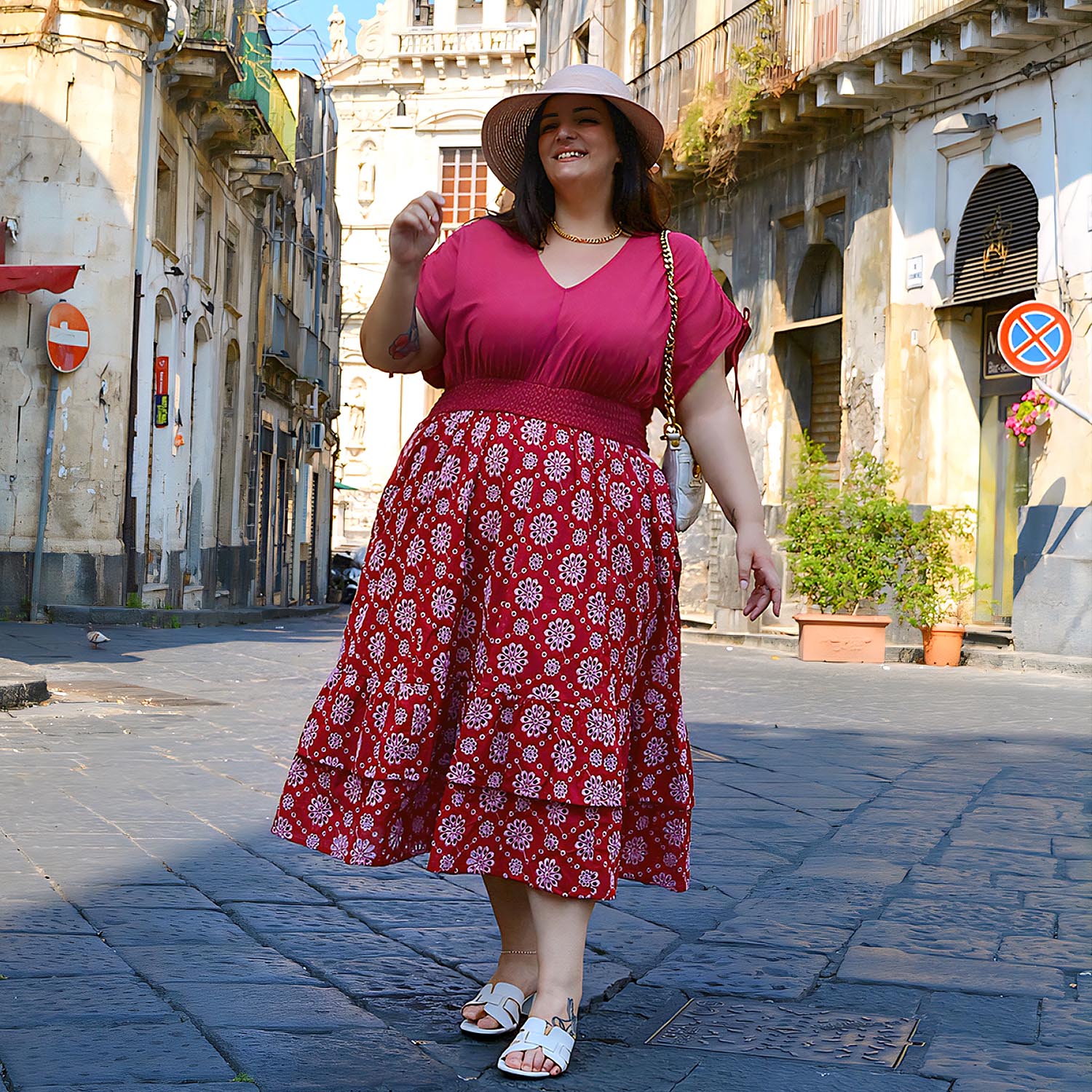 Broderie Anglaise Midi Dress - Blood Red - Image 3