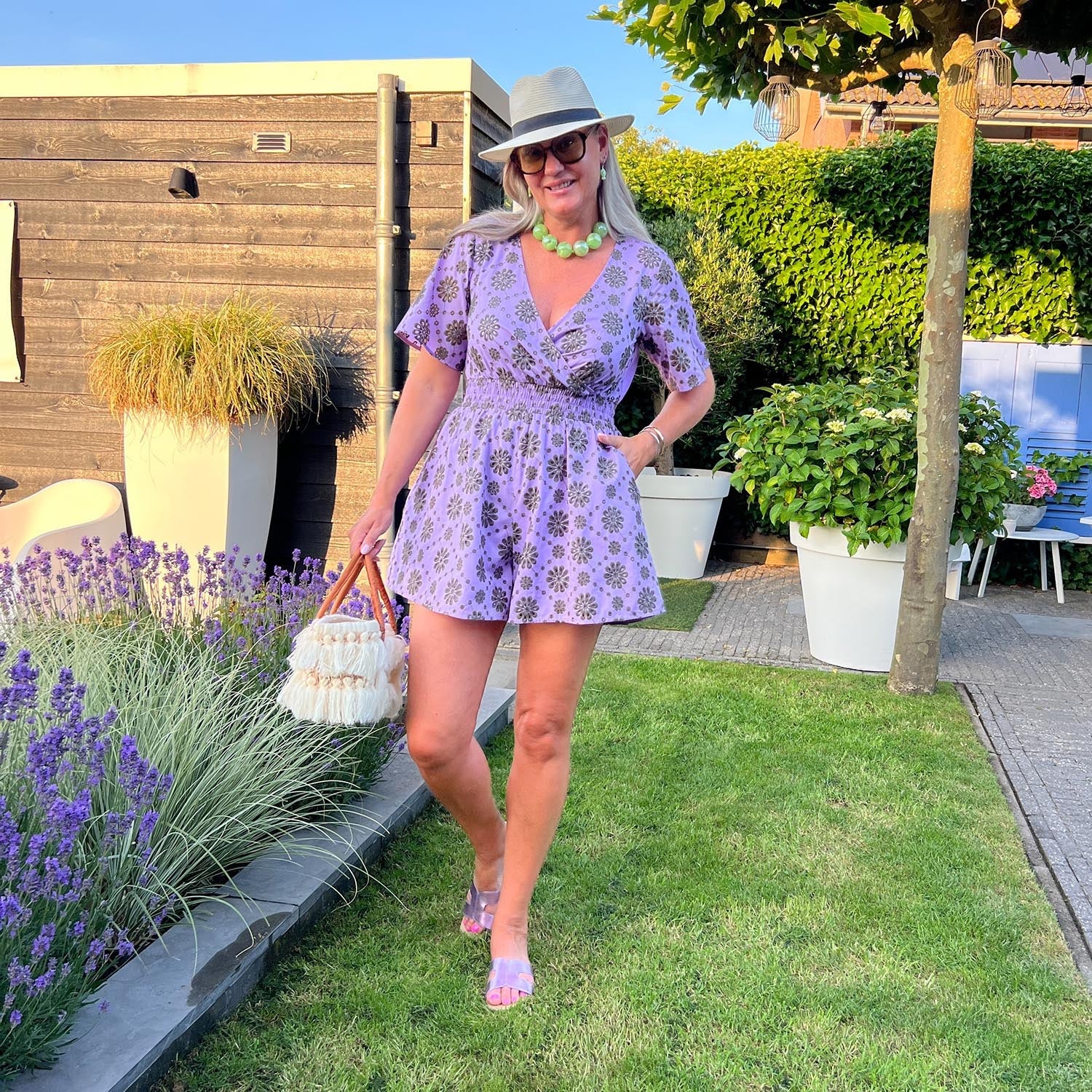 Broderie Anglaise Playsuit - Cassis de Violet - Image 4