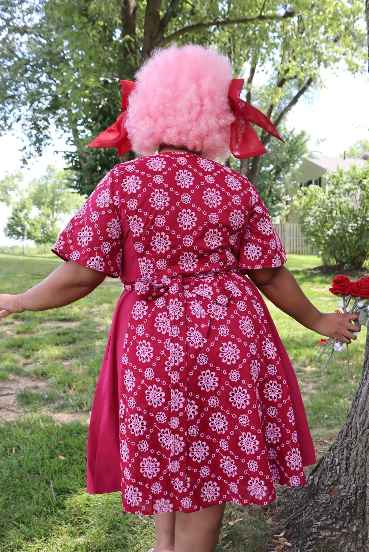Broderie Anglaise Wrap Dress - Blood Red - Image 4