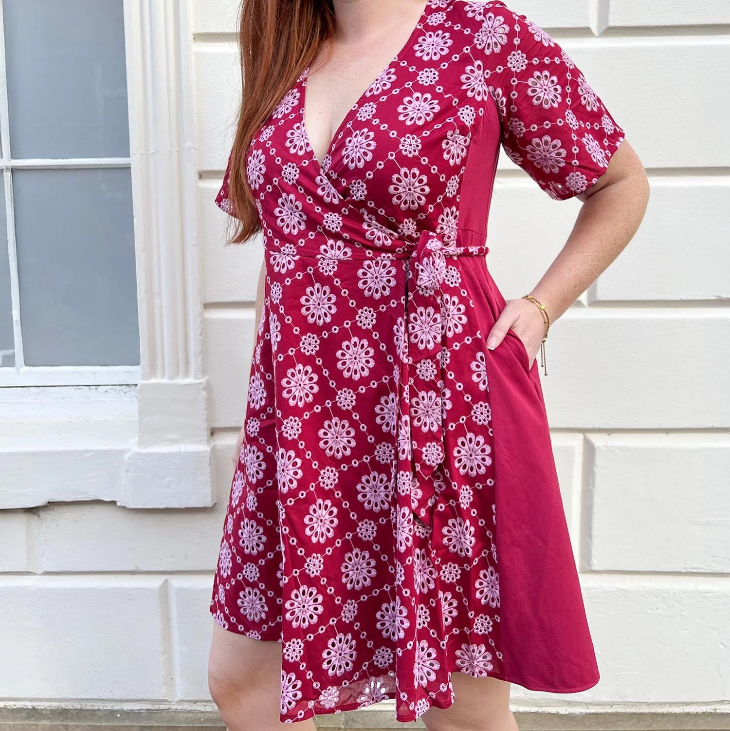 Broderie Anglaise Wrap Dress - Blood Red - Image 6