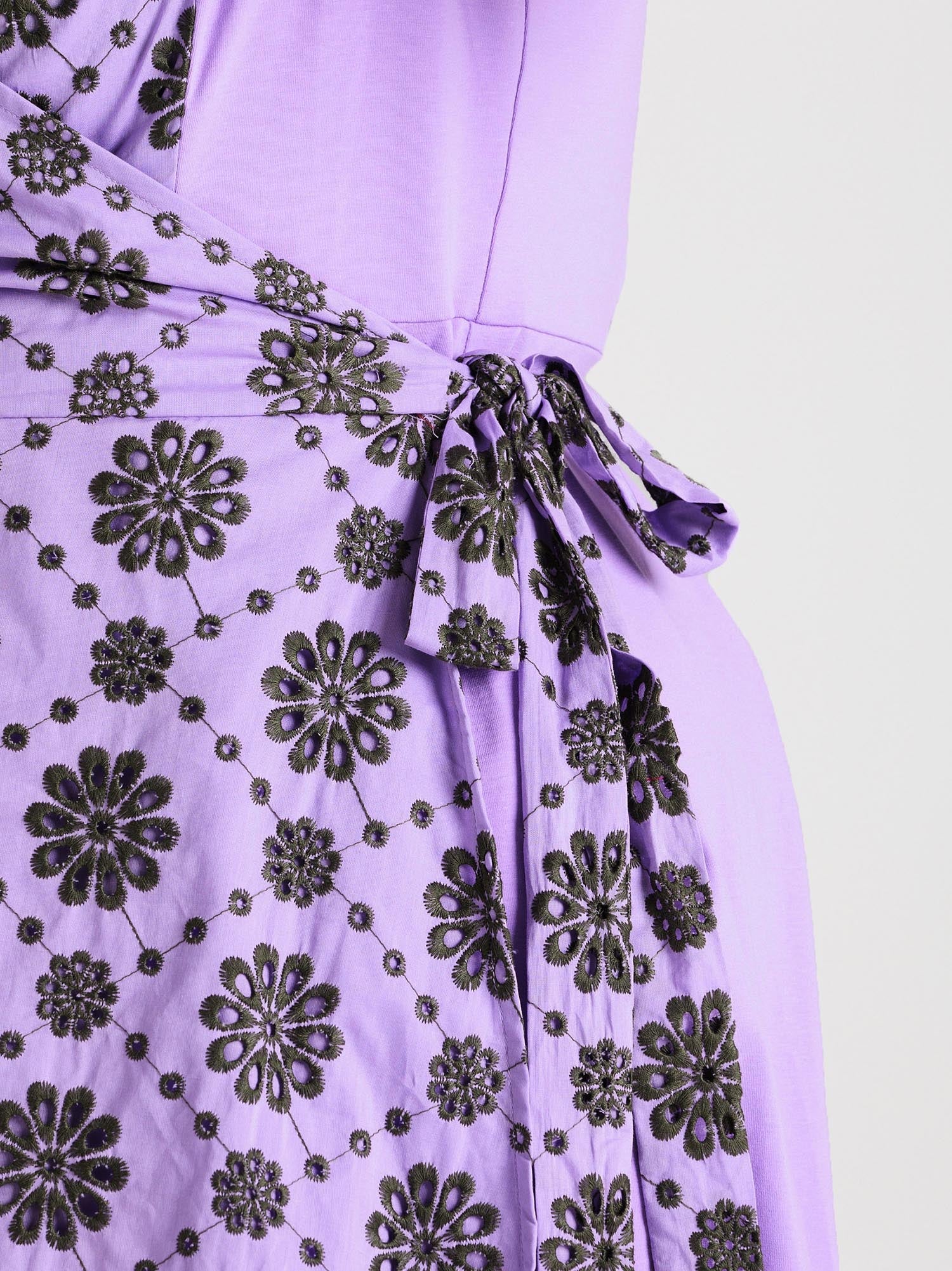 Broderie Anglaise Wrap Dress - Cassis de Violet - Image 6