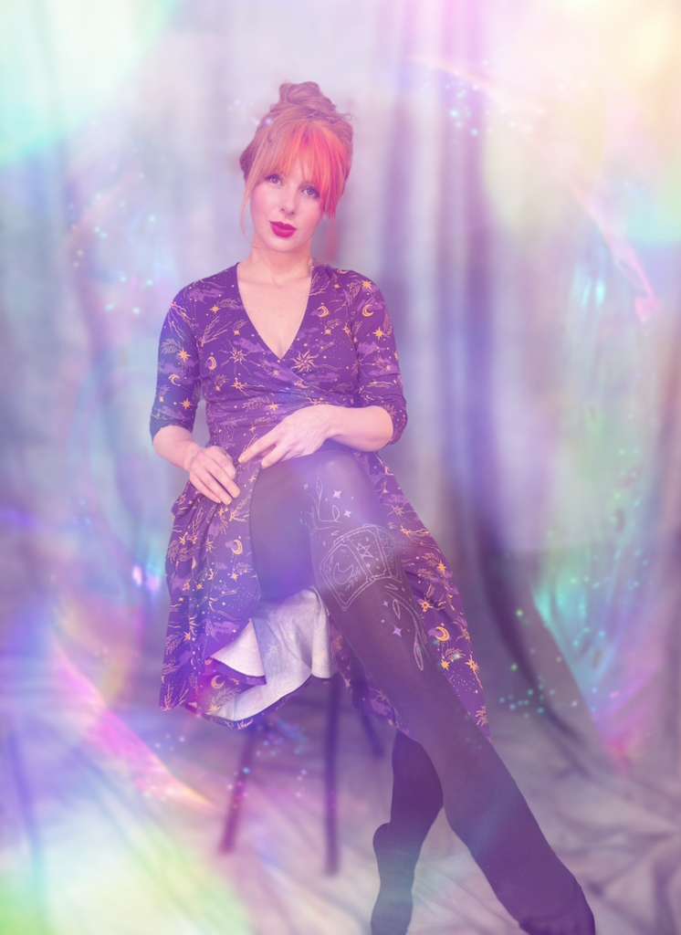 Celestial Wrap Dress - Purple / Gold - Image 6