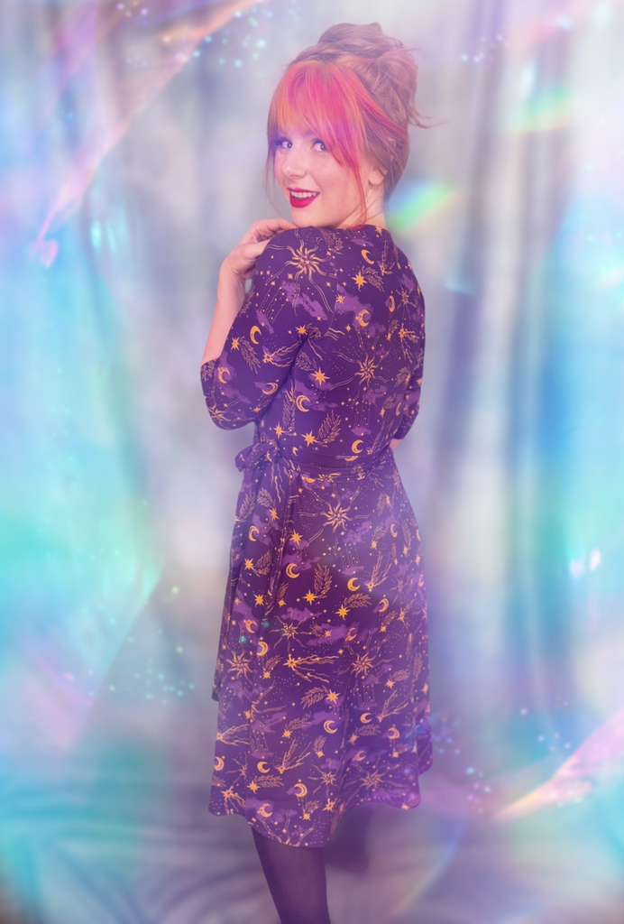 Celestial Wrap Dress - Purple / Gold - Image 9