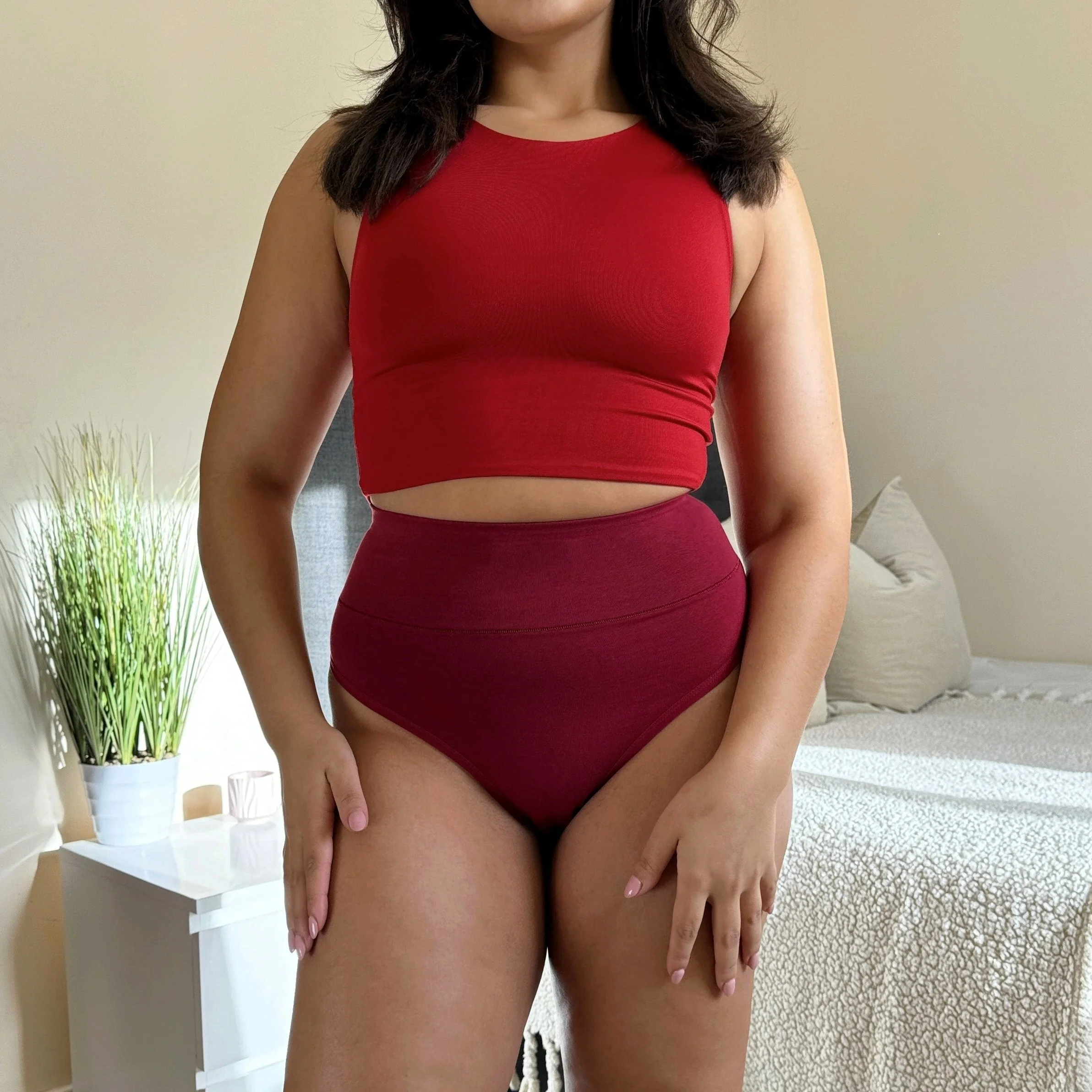 Organic Cotton Cheeky High Leg Knickers - Blood Red - Image 7