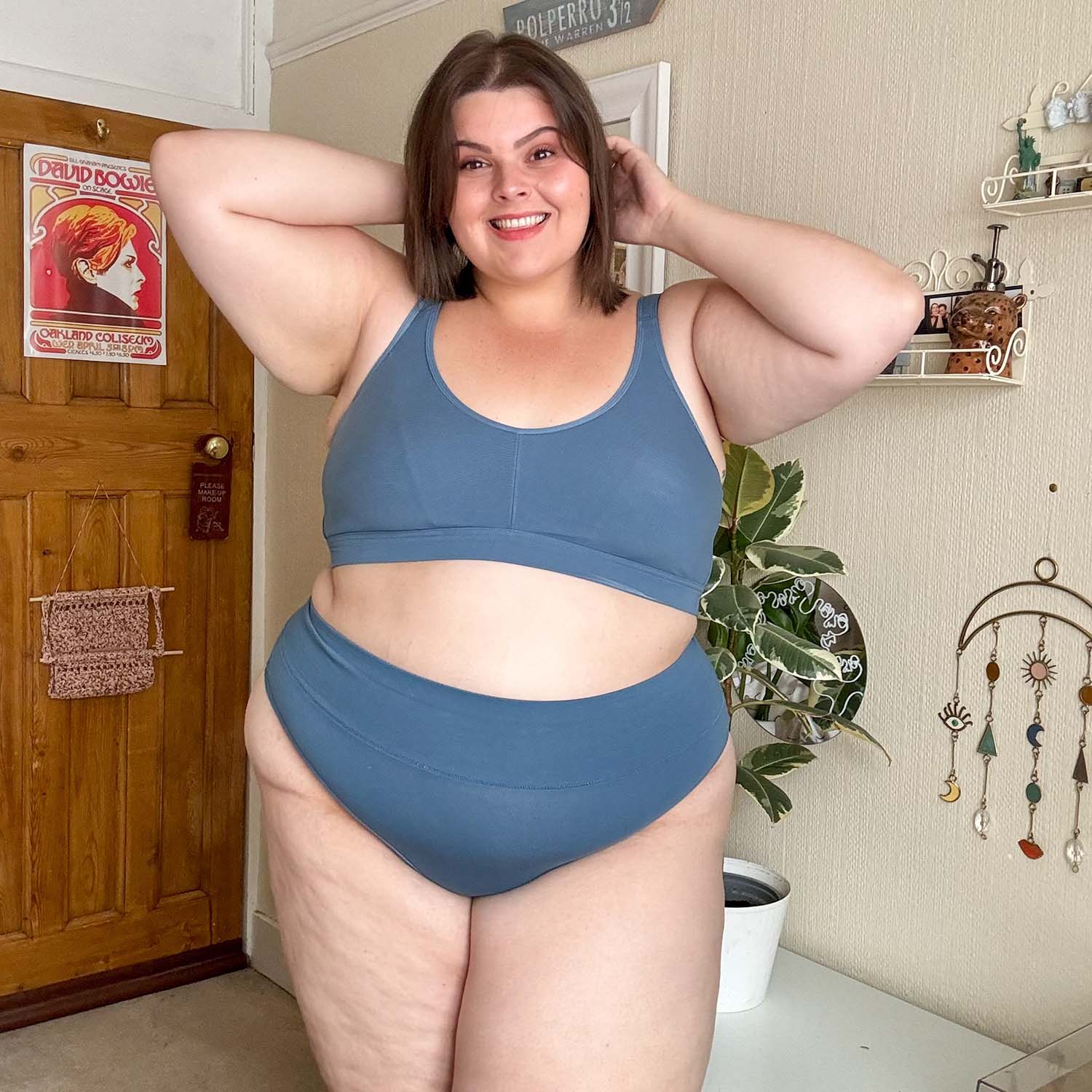 Organic Cotton Cheeky High Leg Knickers - Denim - Image 5