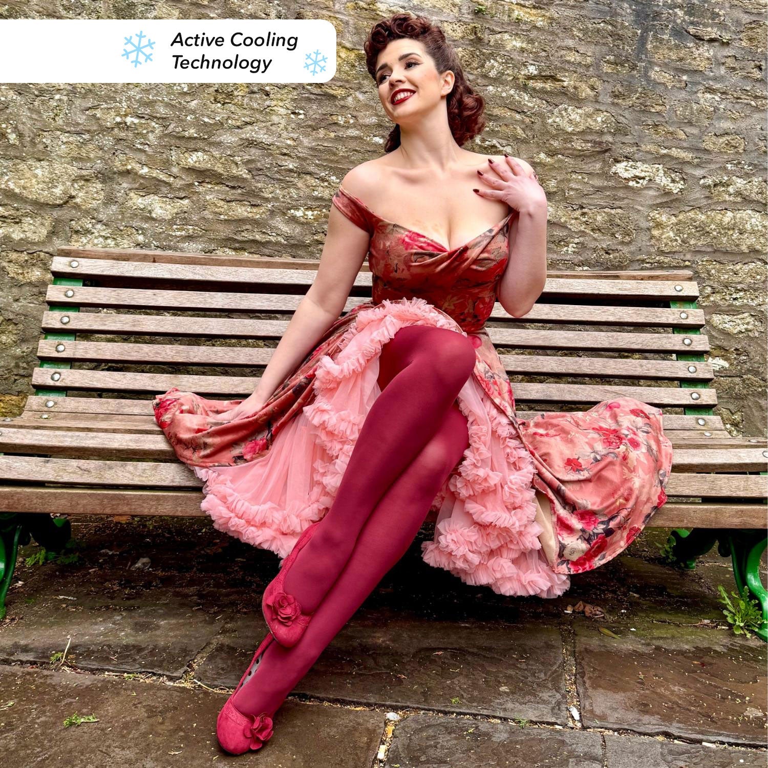 Stay Cool 80 Denier Tights - Burgundy - Image 2