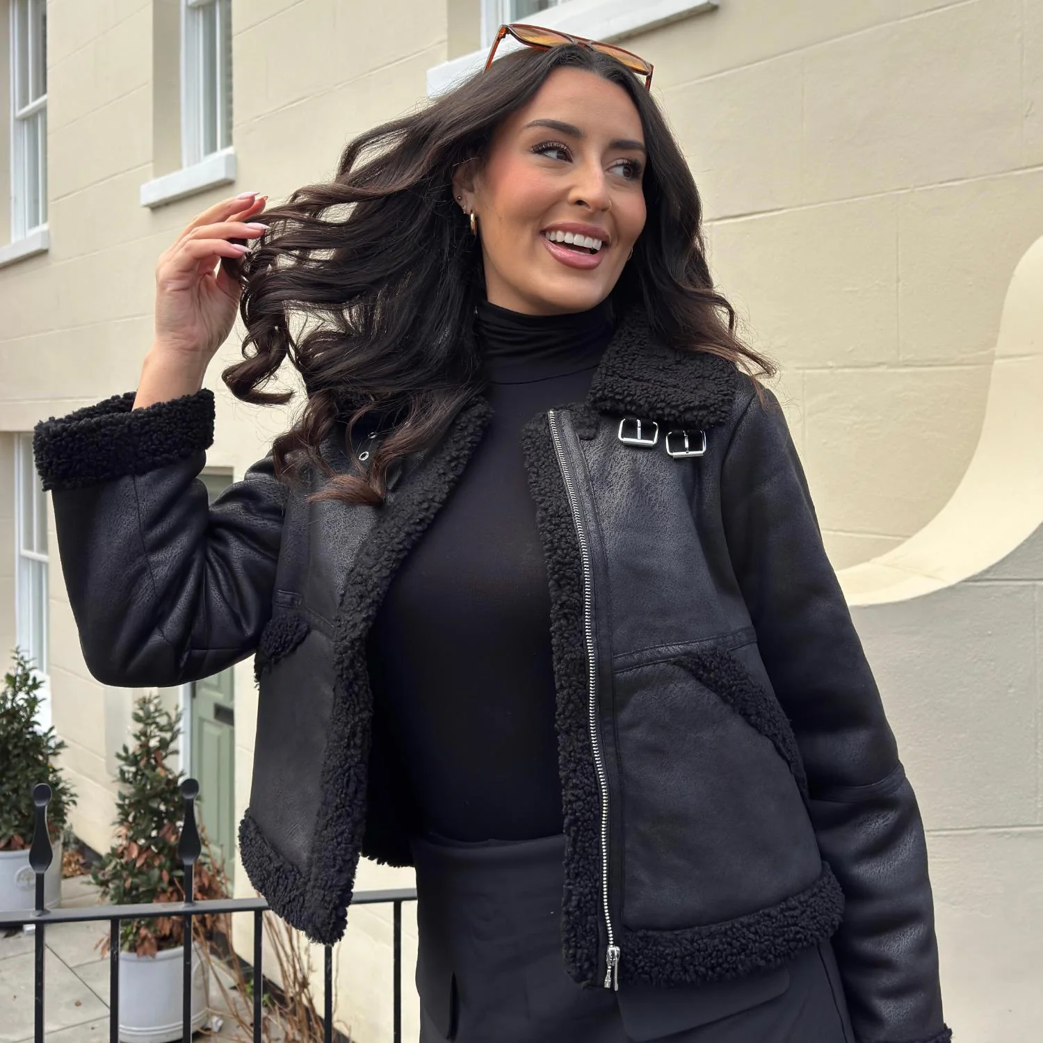 Bessie Aviator Jacket - Black - Image 31