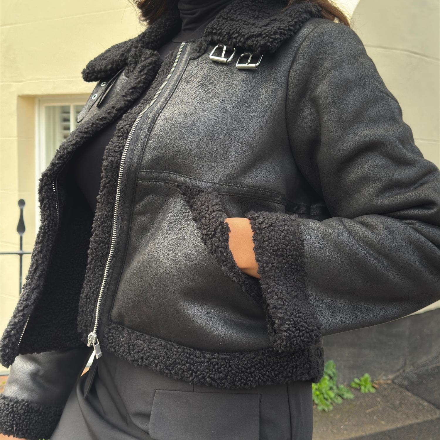 Bessie Aviator Jacket - Black - Image 7