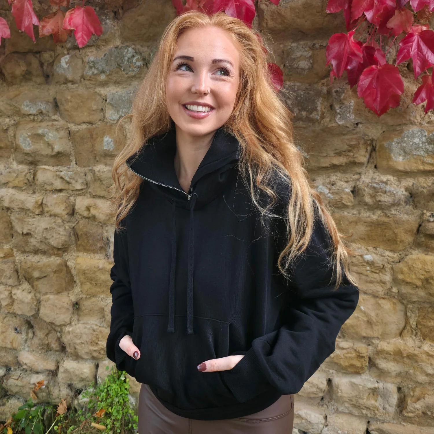 Organic Cotton Cropped Hoodie with Bow Back - Image 3