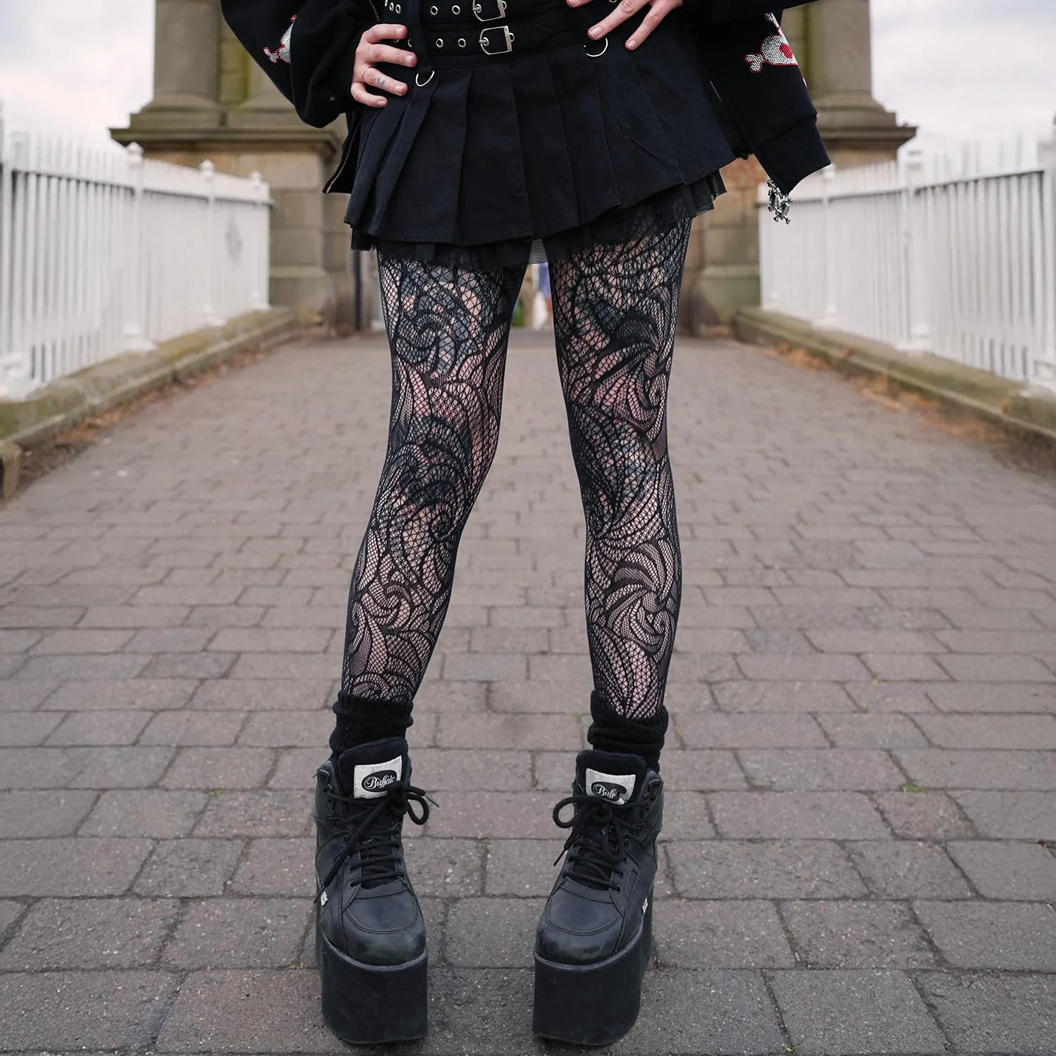 Thighs The Limit Fishnets - Timewarp - Black - Image 2