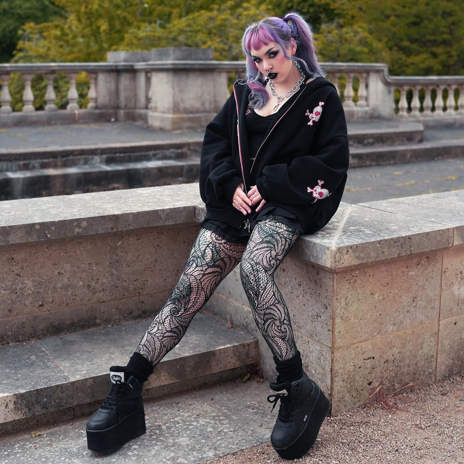 Thighs The Limit Fishnets - Timewarp - Black - Image 3