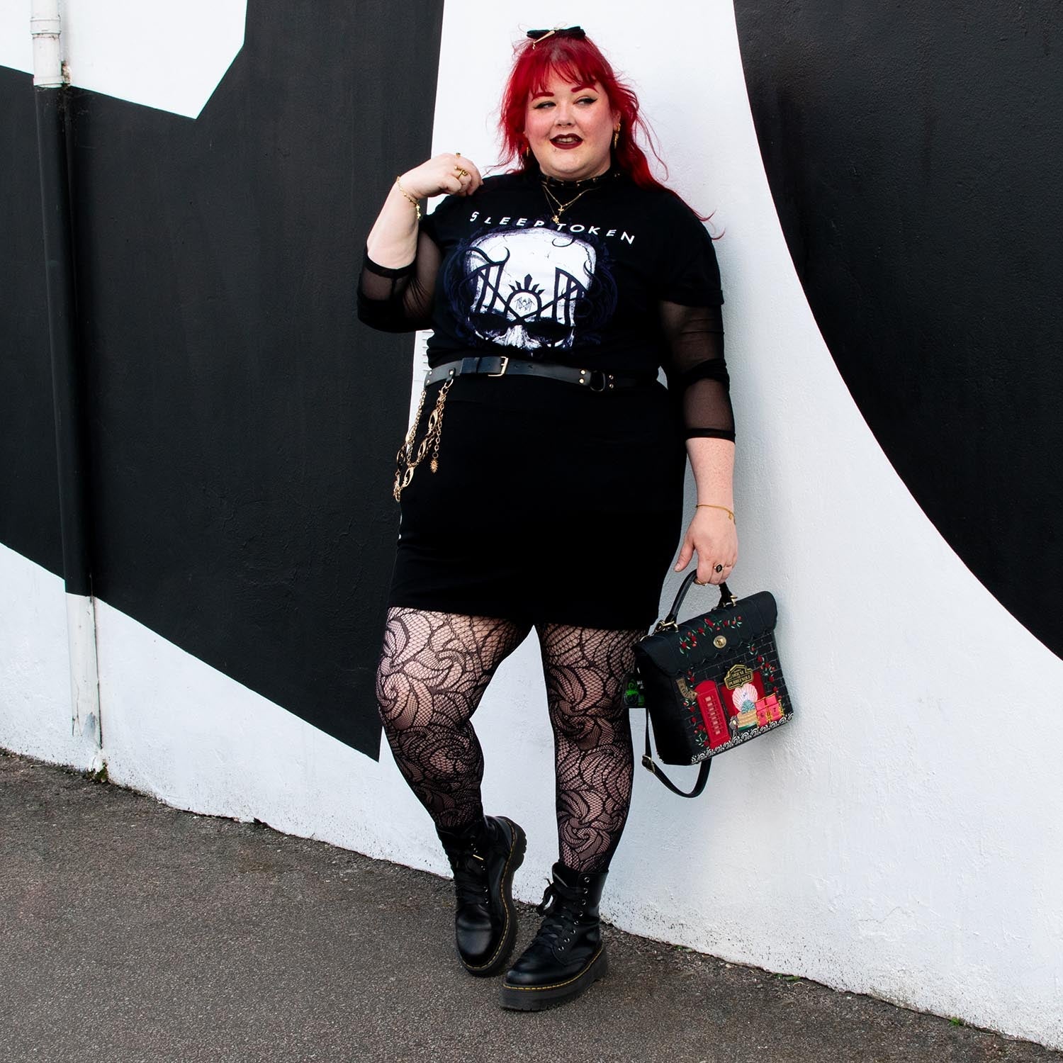 Thighs The Limit Fishnets - Timewarp - Black - Image 4