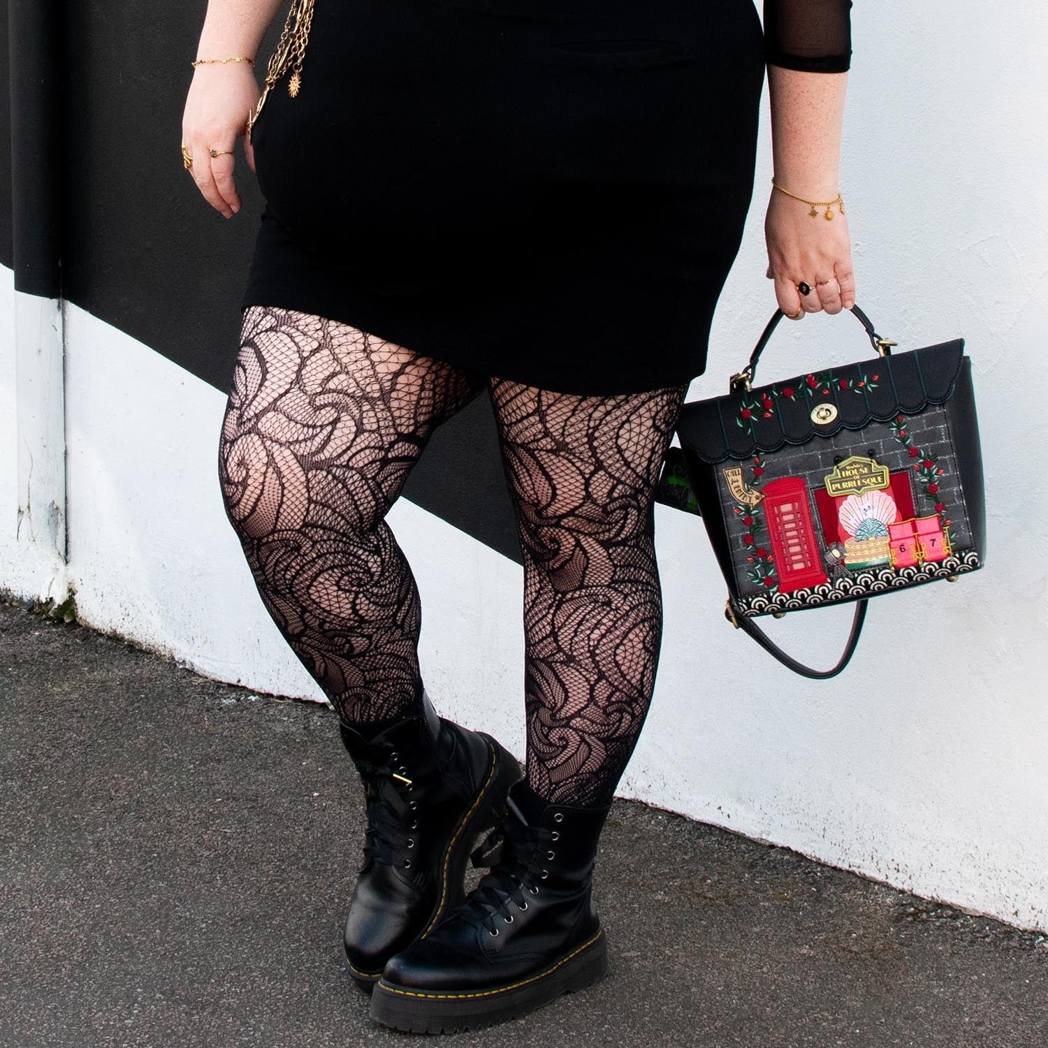 Thighs The Limit Fishnets - Timewarp - Black - Image 5