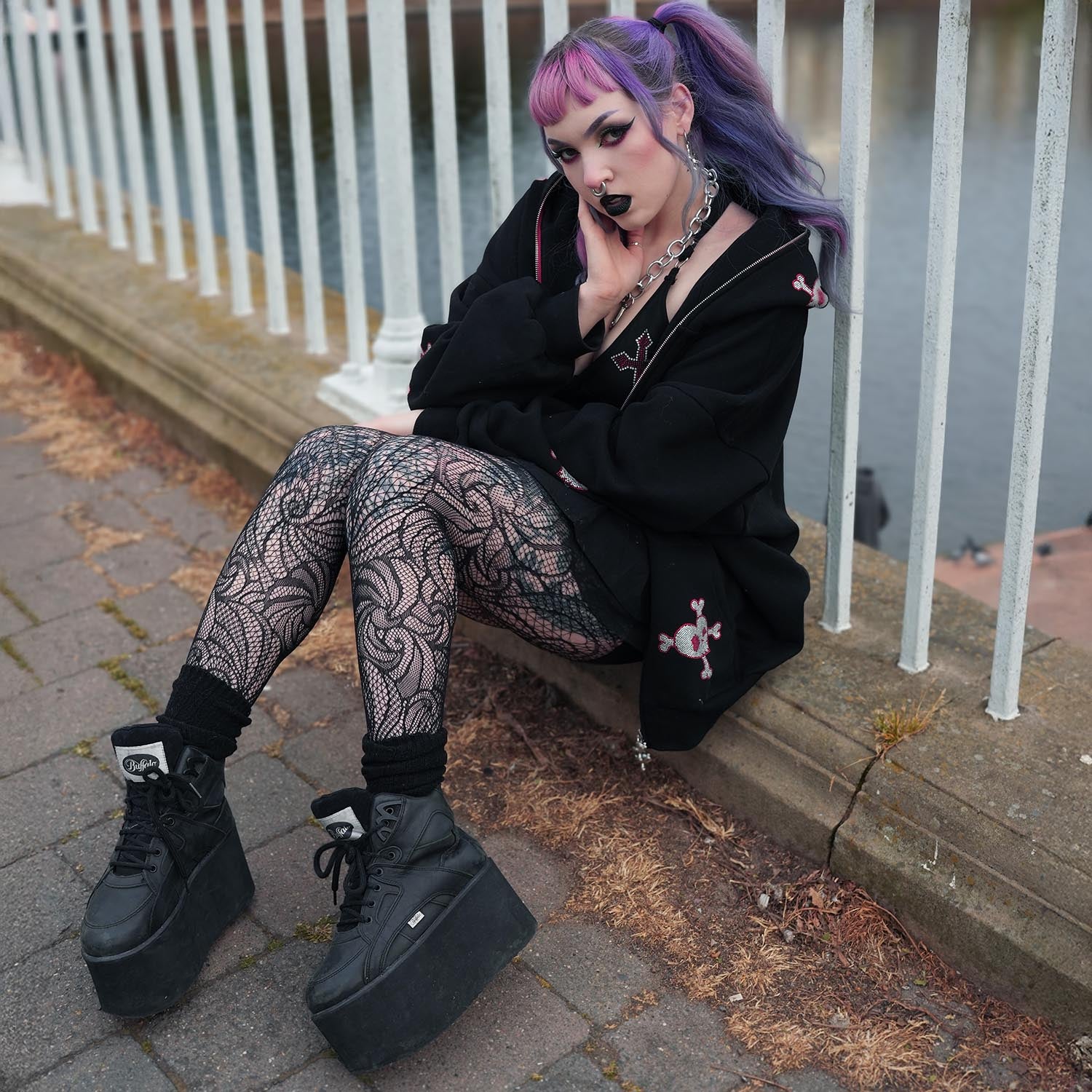 Thighs The Limit Fishnets - Timewarp - Black - Image 8