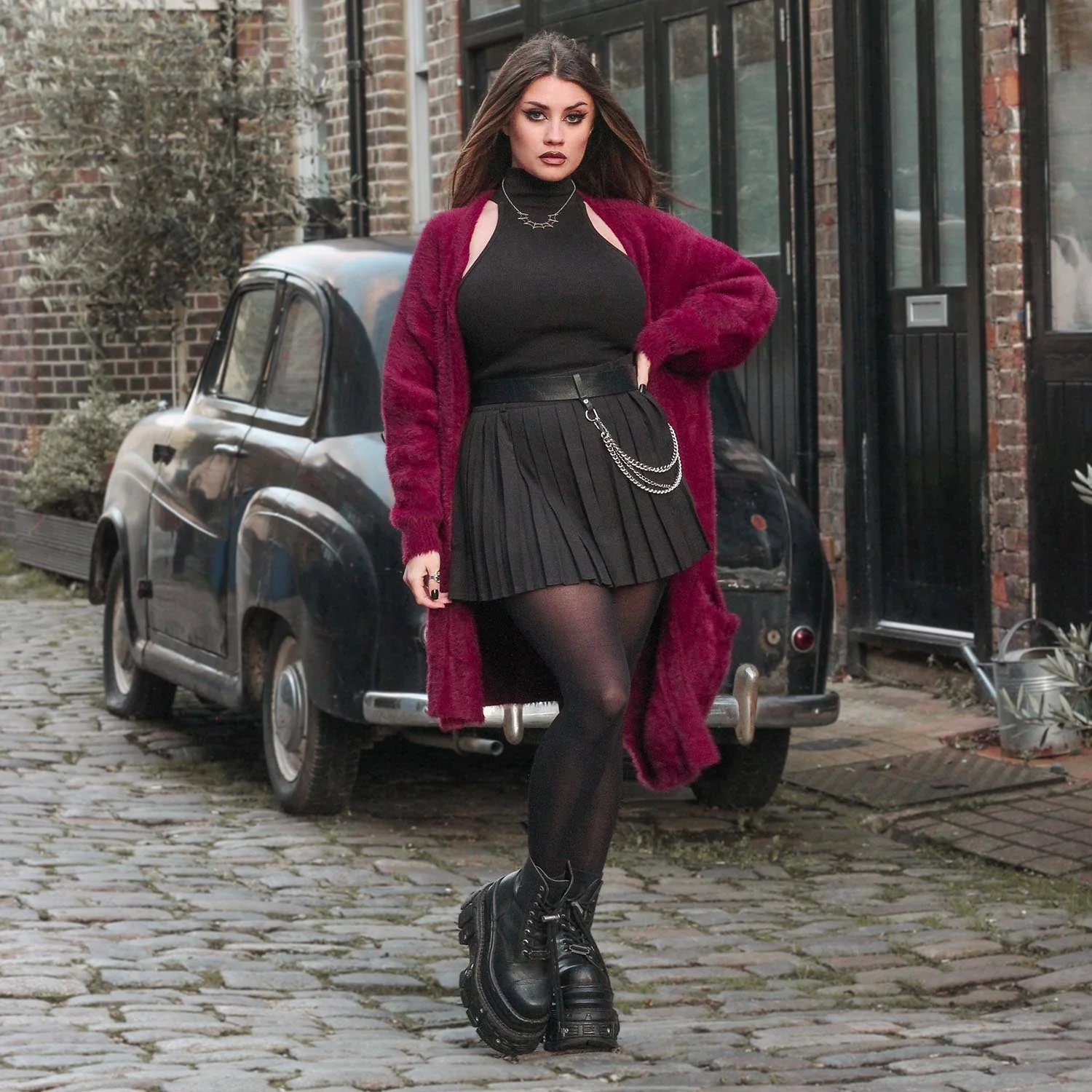Fluffy Cardigan - Cherry