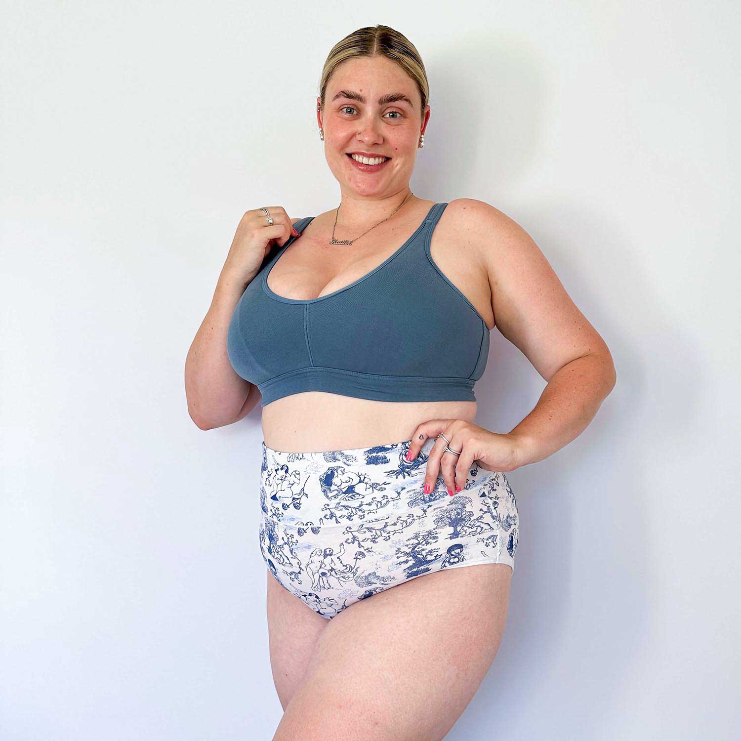 Organic Cotton Full Brief Knickers - Passion au Jardin - L'Amour Bleu - Image 3