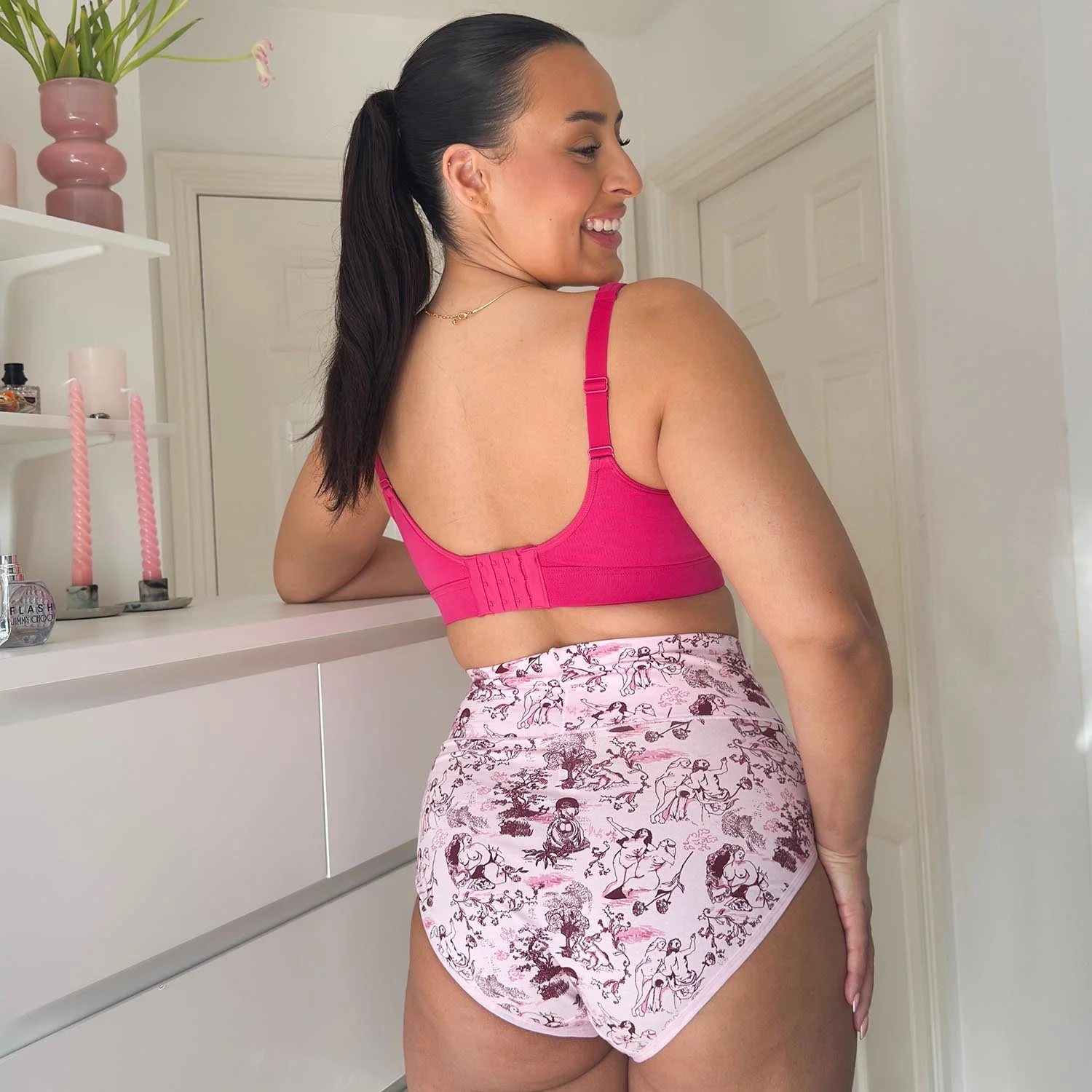 Organic Cotton Full Brief Knickers - Passion au Jardin - L'Amour Rose - Image 3