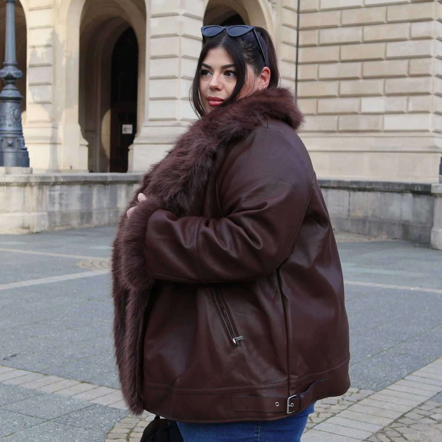 Amelia Aviator Jacket - Brown - Image 11