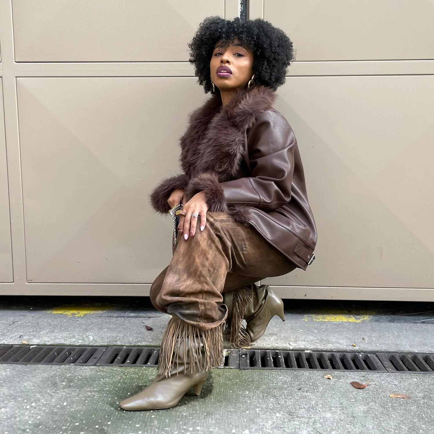 Amelia Aviator Jacket - Brown - Image 14