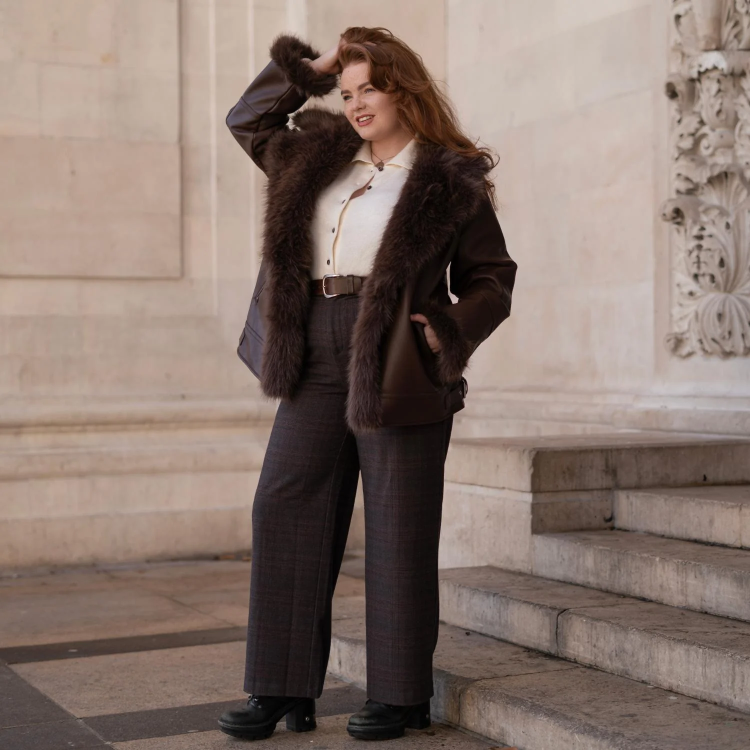 Amelia Aviator Jacket - Brown - Image 15
