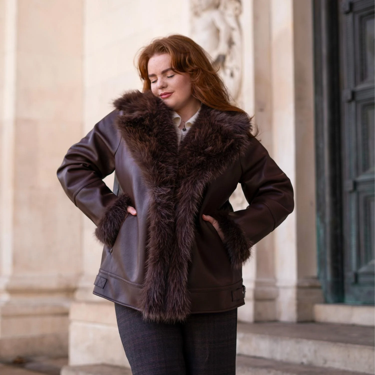 Amelia Aviator Jacket - Brown - Image 2