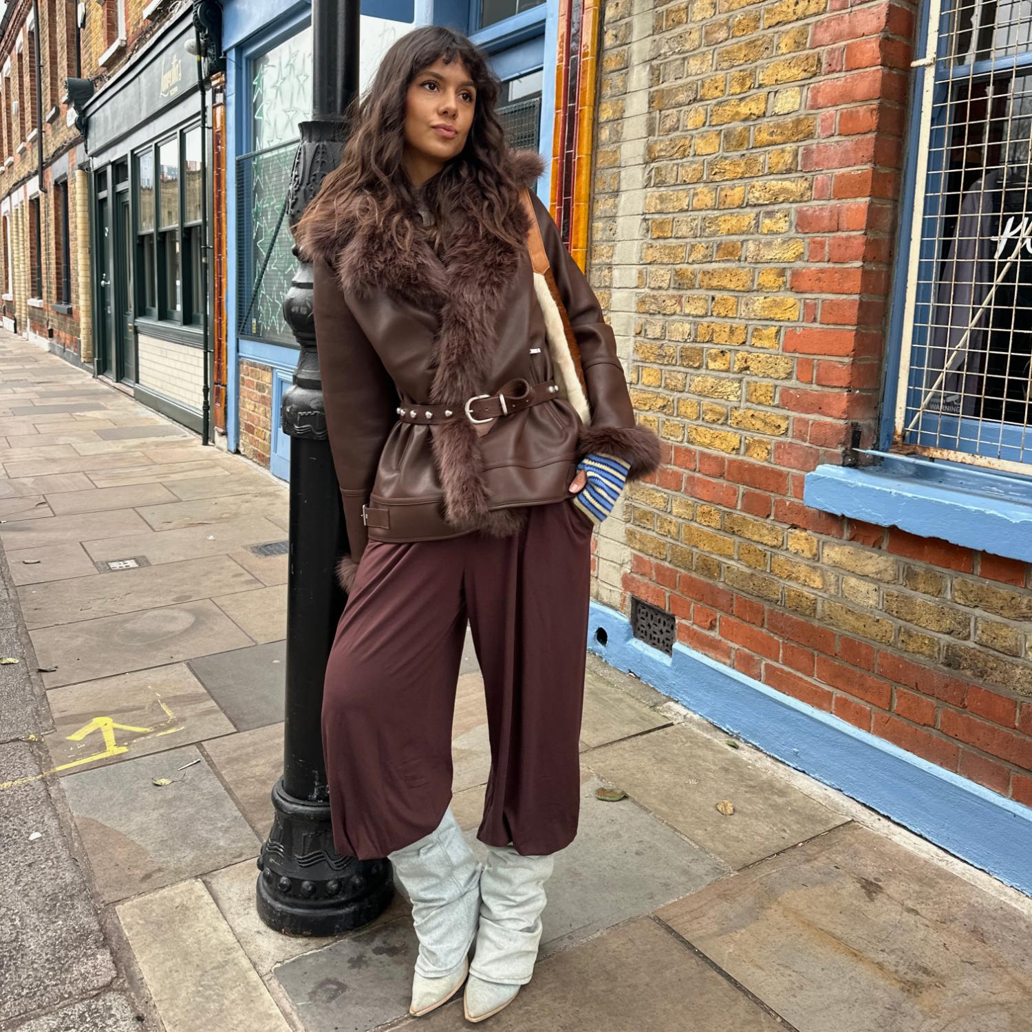Amelia Aviator Jacket - Brown - Image 3