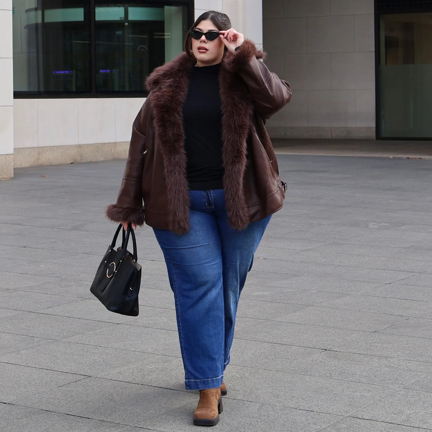 Amelia Aviator Jacket - Brown - Image 5