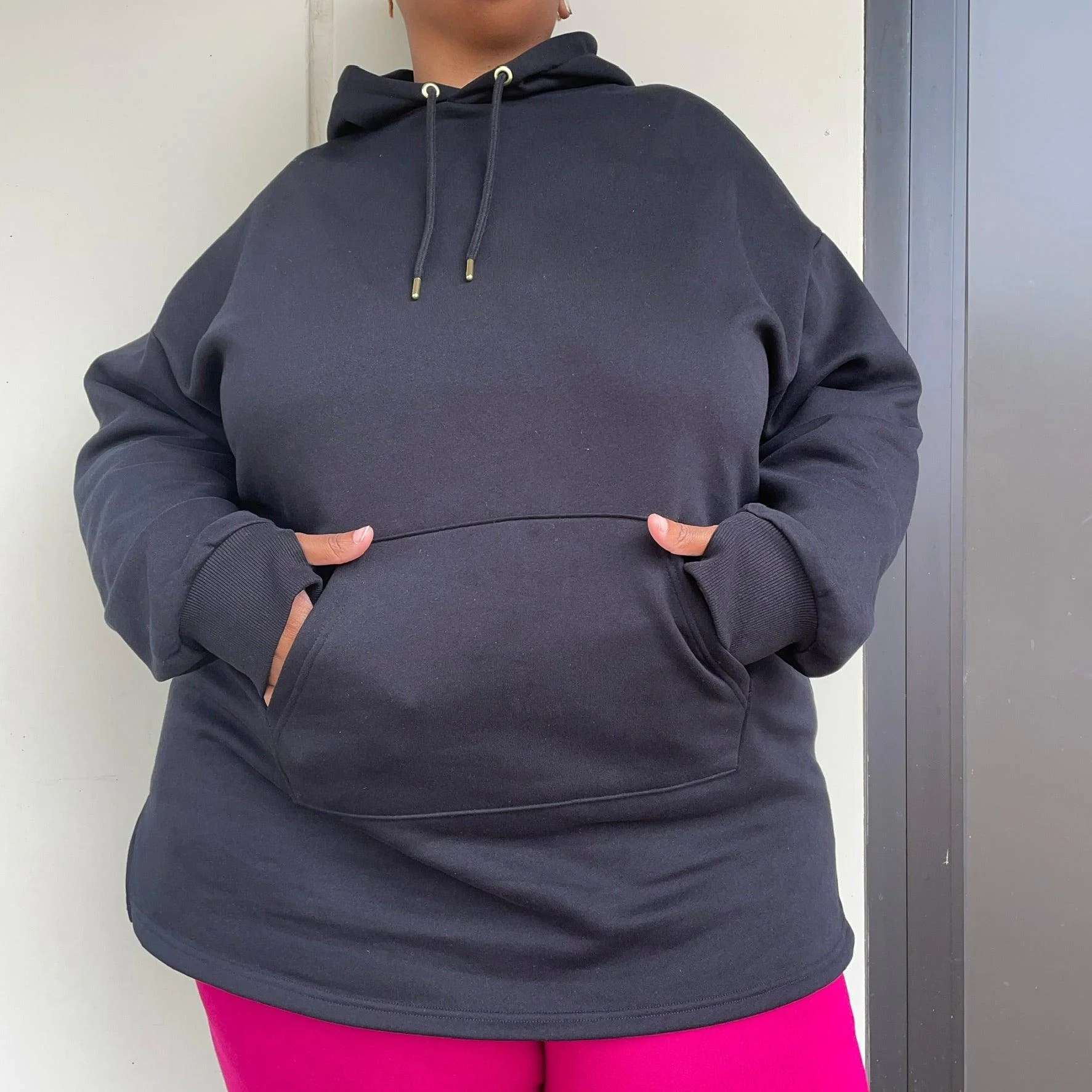 Organic Cotton Longline Hoodie - Black - Image 14