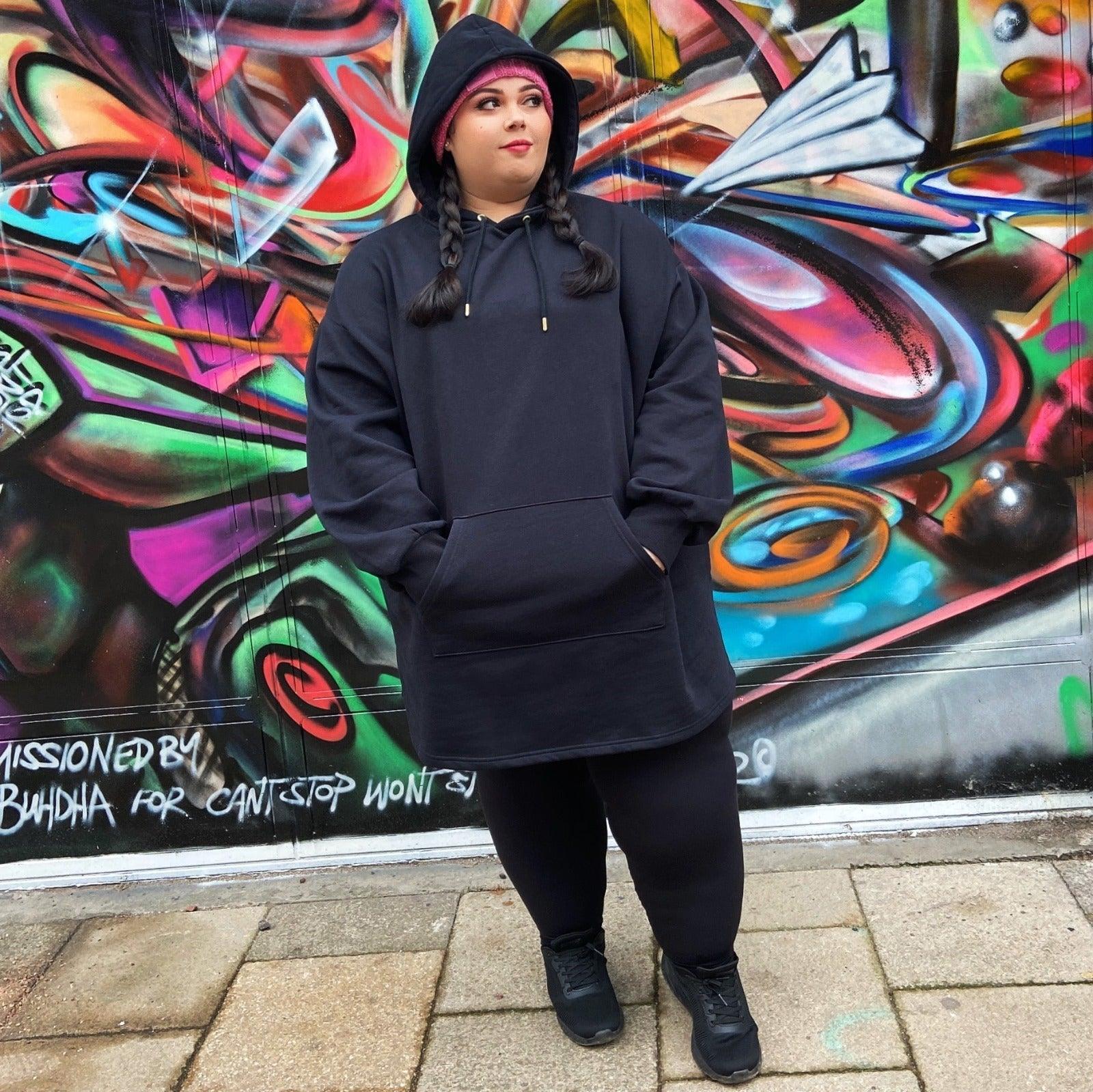 Organic Cotton Longline Hoodie - Black - Image 25