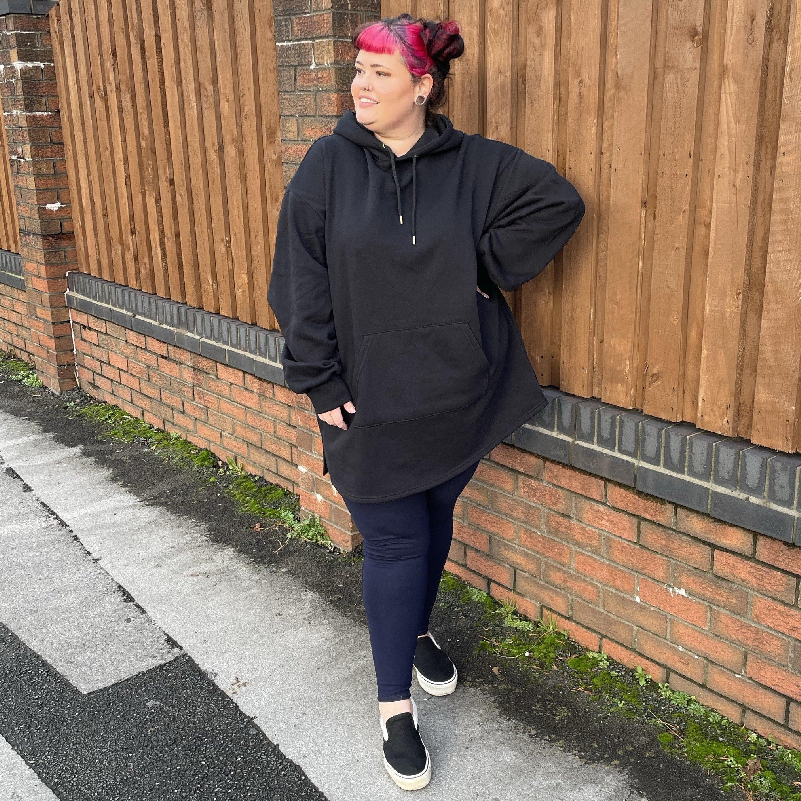 Organic Cotton Longline Hoodie - Black - Image 30