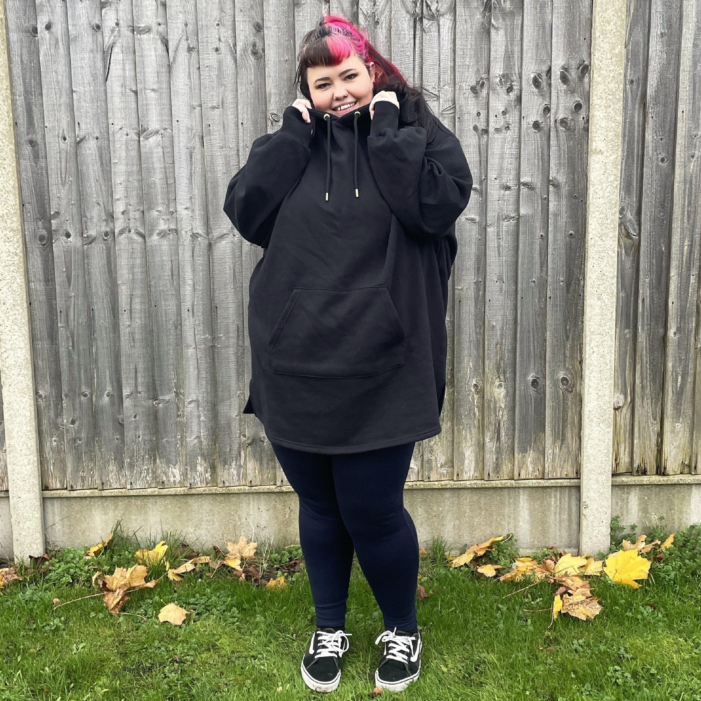 Organic Cotton Longline Hoodie - Black - Image 4