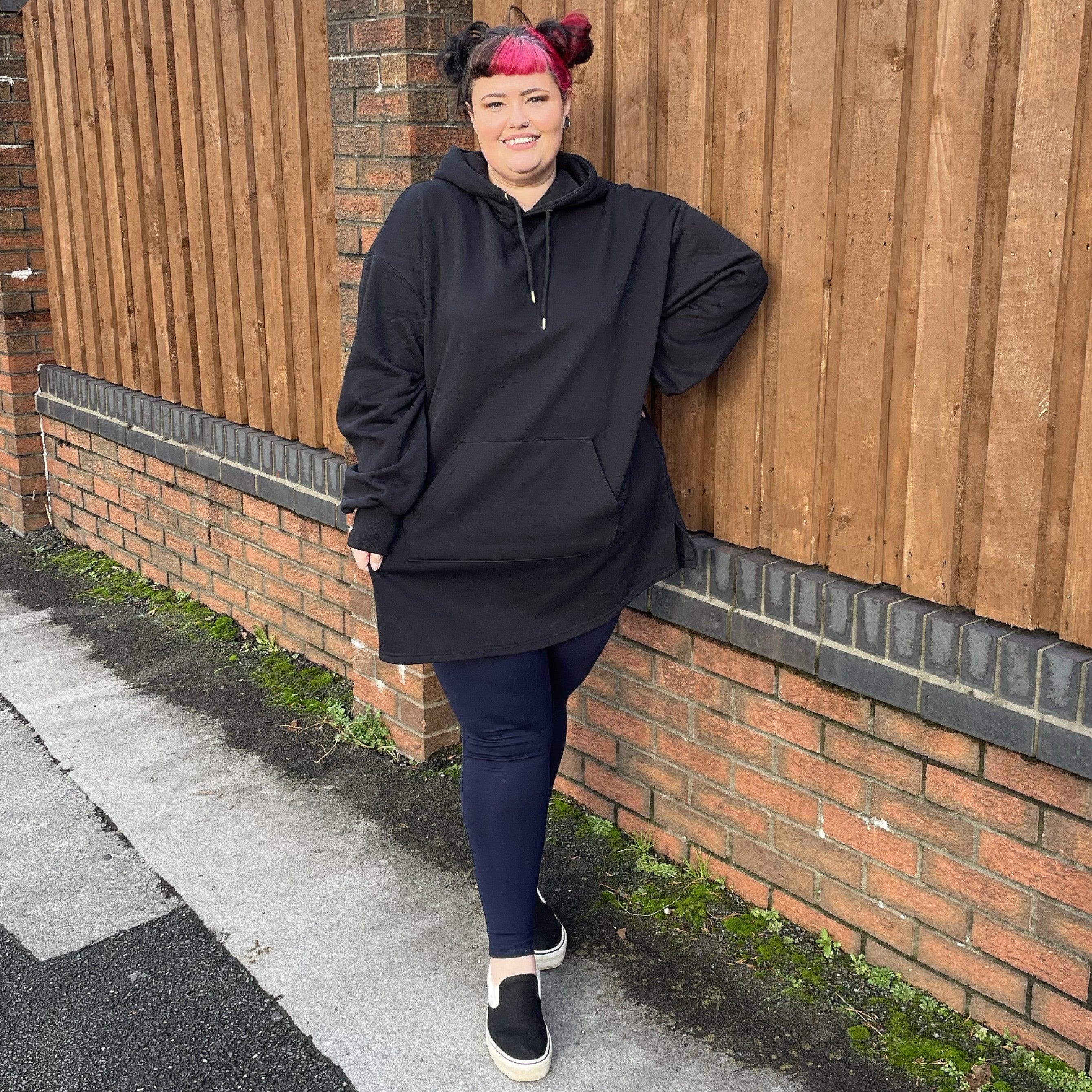 Organic Cotton Longline Hoodie - Black - Image 6