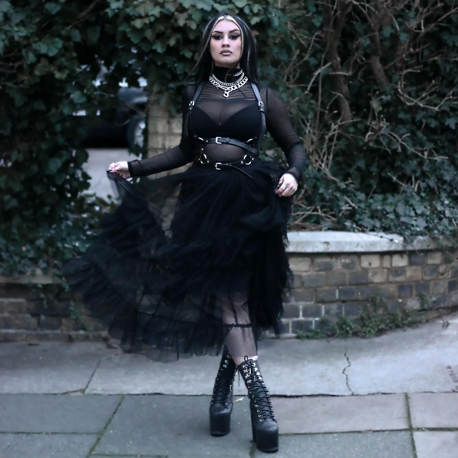 Maxi Mesh Skirt - Black - Image 10