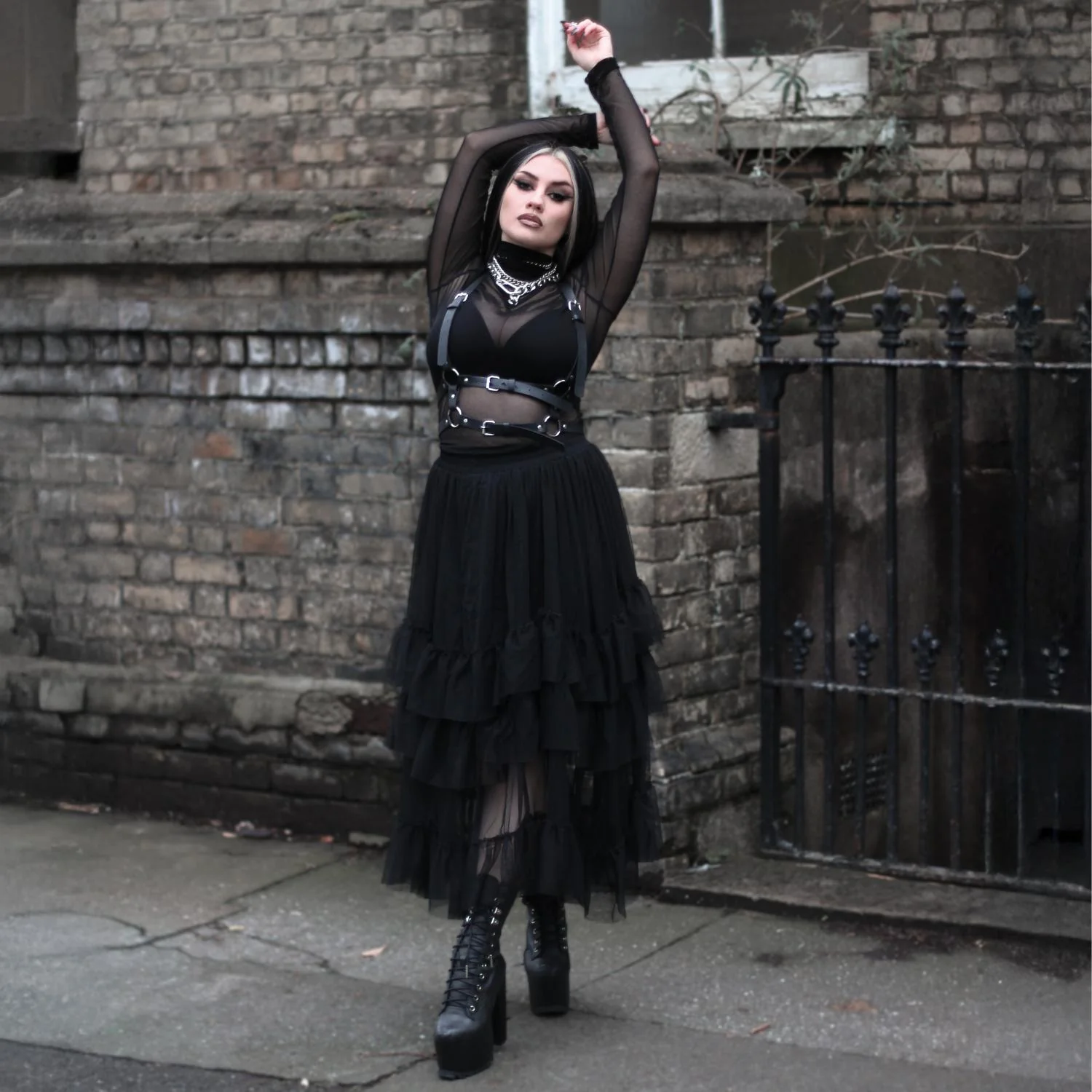 Maxi Mesh Skirt - Black - Image 12