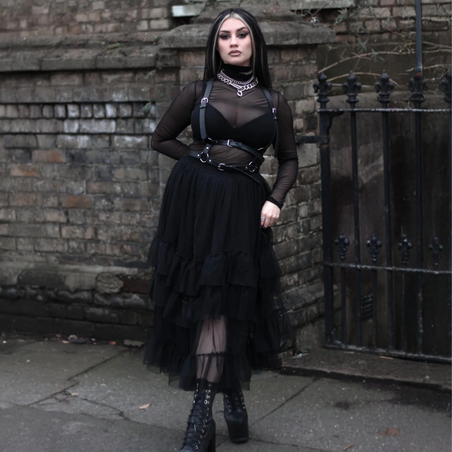 Maxi Mesh Skirt - Black - Image 3