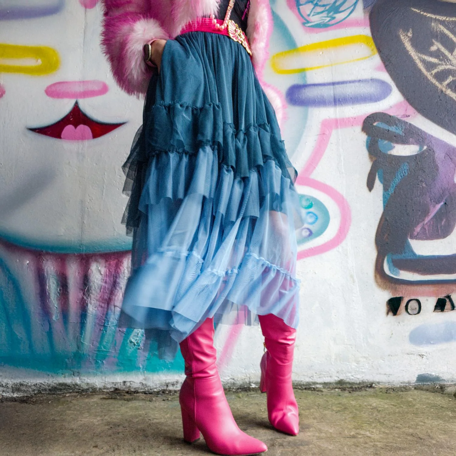 Mesh Maxi Skirt - Blue Ombre - Image 2