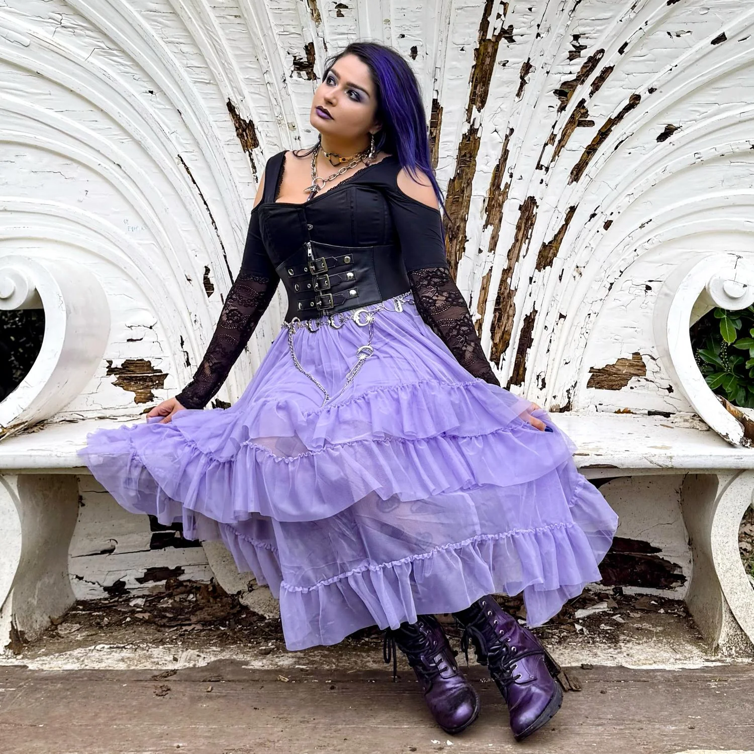 Maxi Mesh Skirt - Lavender Fields - Image 11
