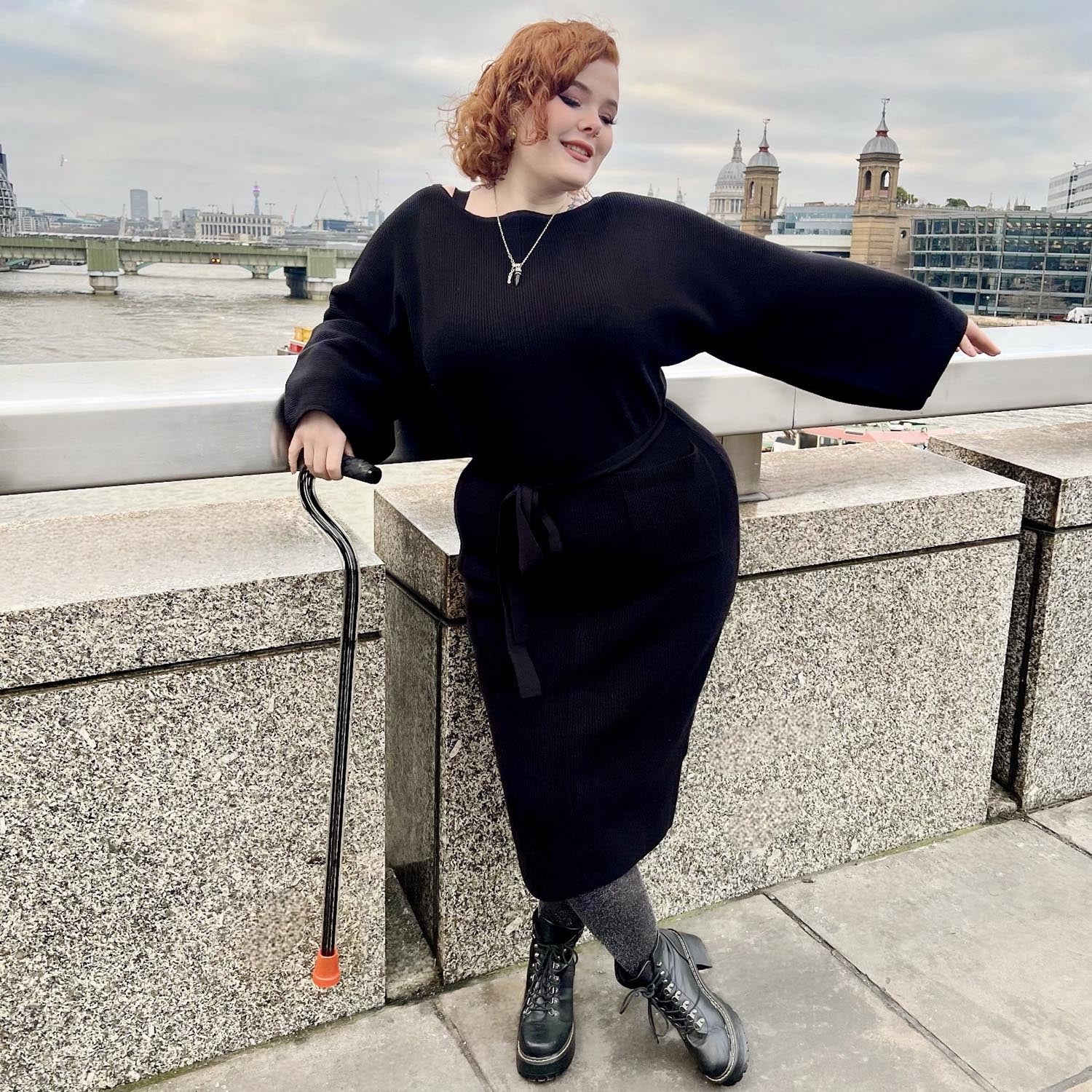 Midi Knitted Cocoon Dress - Black - Image 4
