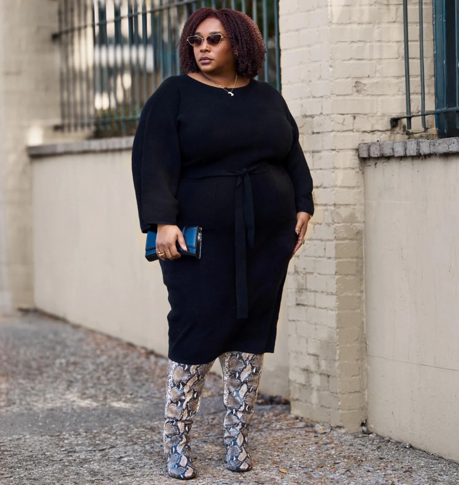 Midi Knitted Cocoon Dress - Black - Image 5